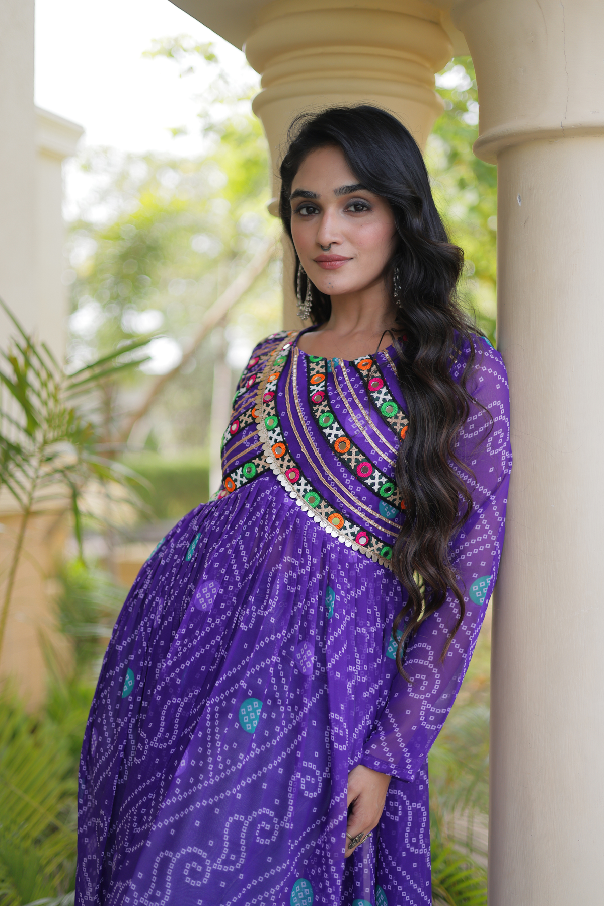 Women’s Long Anarkali Kurti with Ethnic Print & Embroidery
