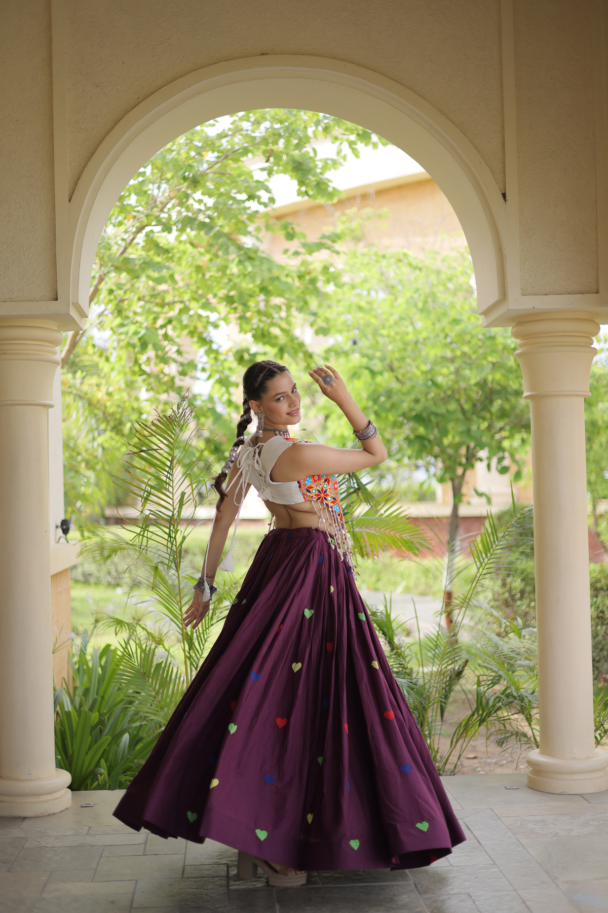 Women’s Designer Embroidered Lehenga Choli Set with Colorful Mirror Work & Flared Skirt