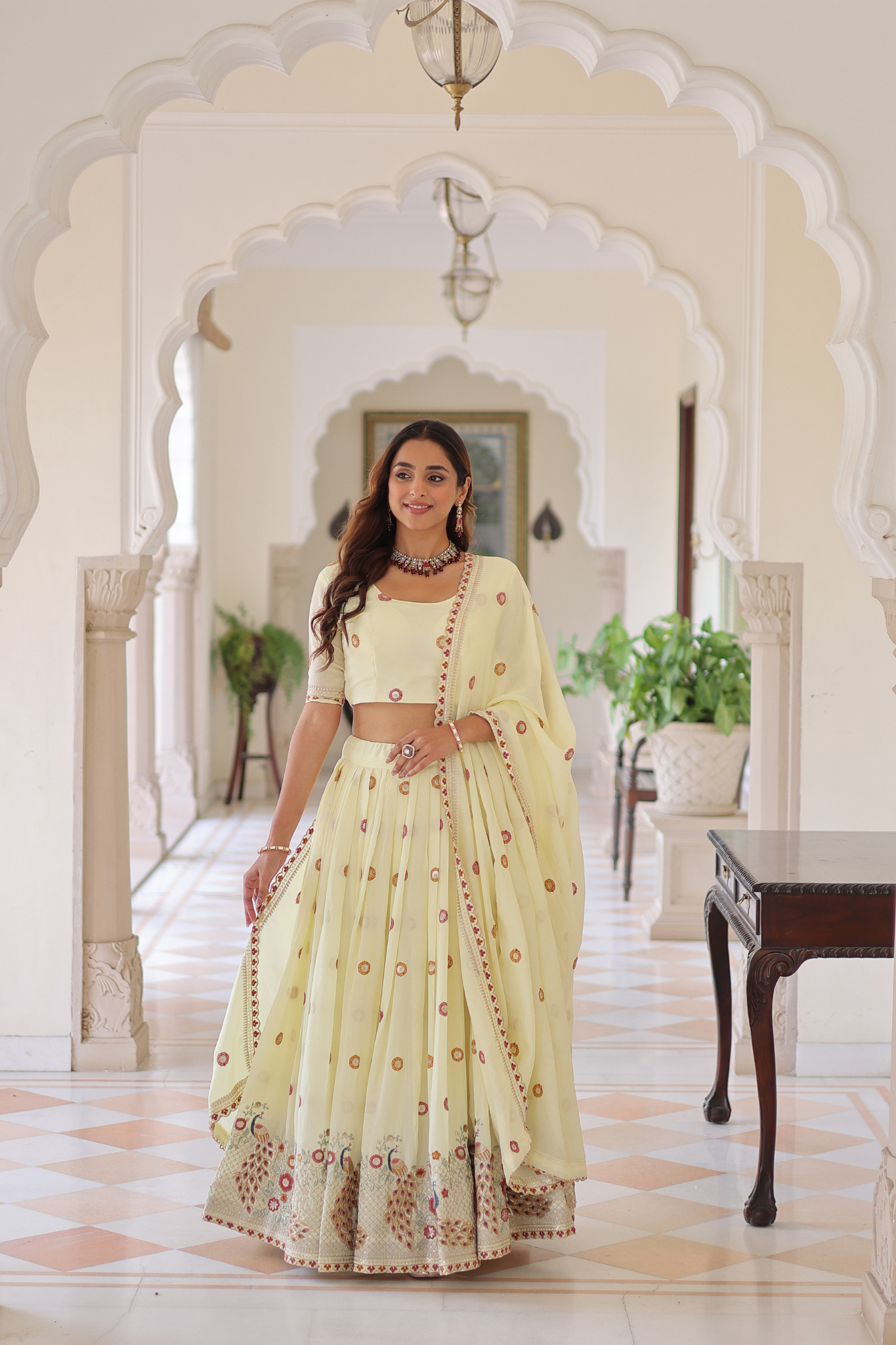 Women Designer Lehenga Choli Dupatta Set with Embroidery Work