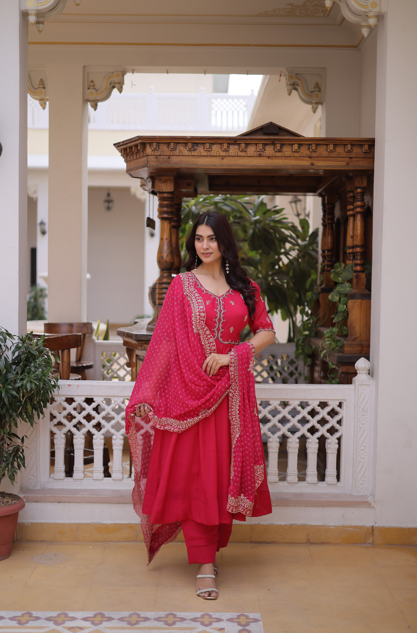 Women Embroidered Anarkali Kurta Set with Dupatta