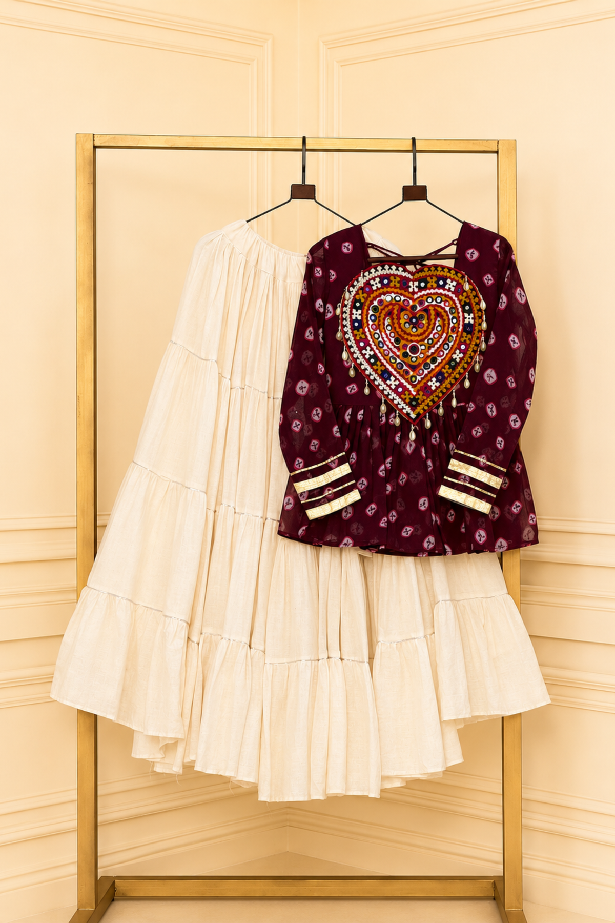 Girls Ethnic Dress Set | Embroidered Traditional Party Wear Dress for Kids
