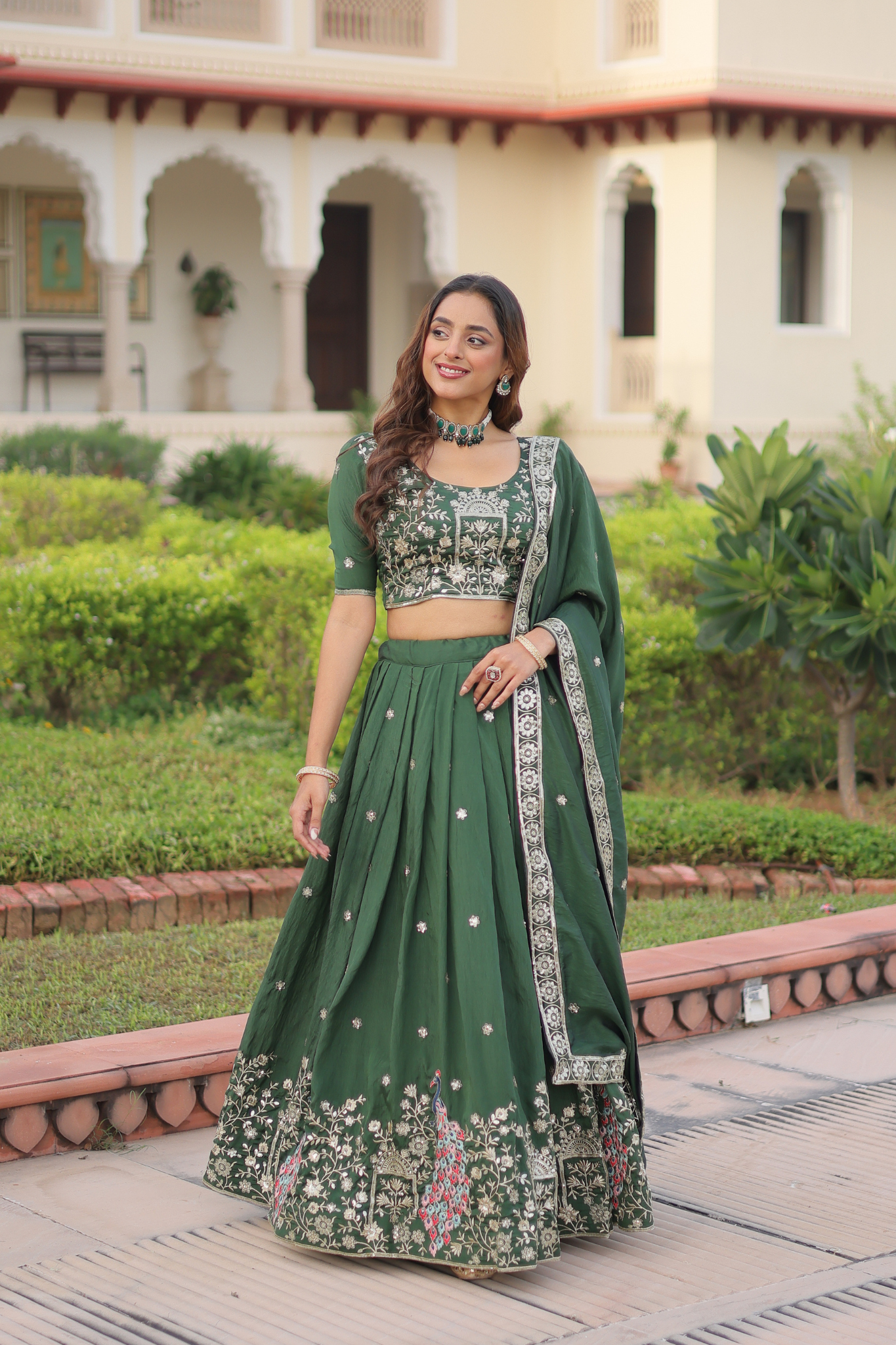 Women Embroidered Lehenga Choli Dupatta Set