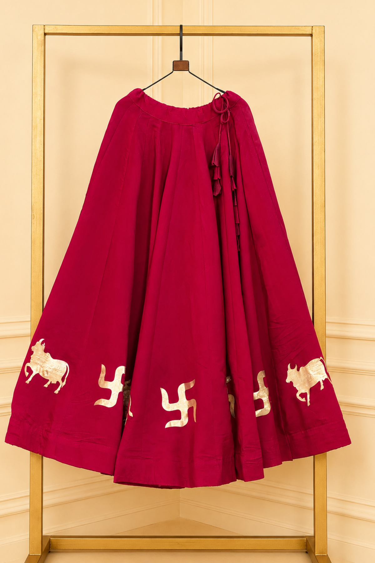 Designer Ethnic Skirt with Foil Print & Ruffle Detail