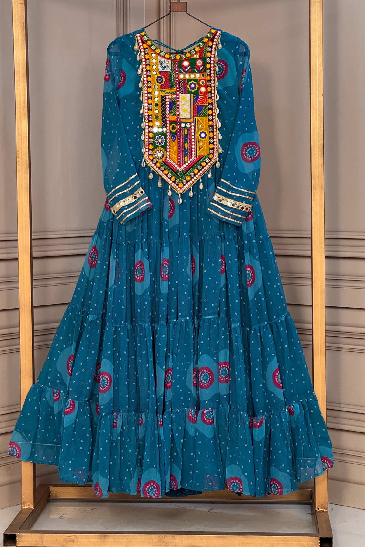 Women’s Designer Embroidered Anarkali Kurta | Ethnic Festive Wear Dress for Navratri & Garba