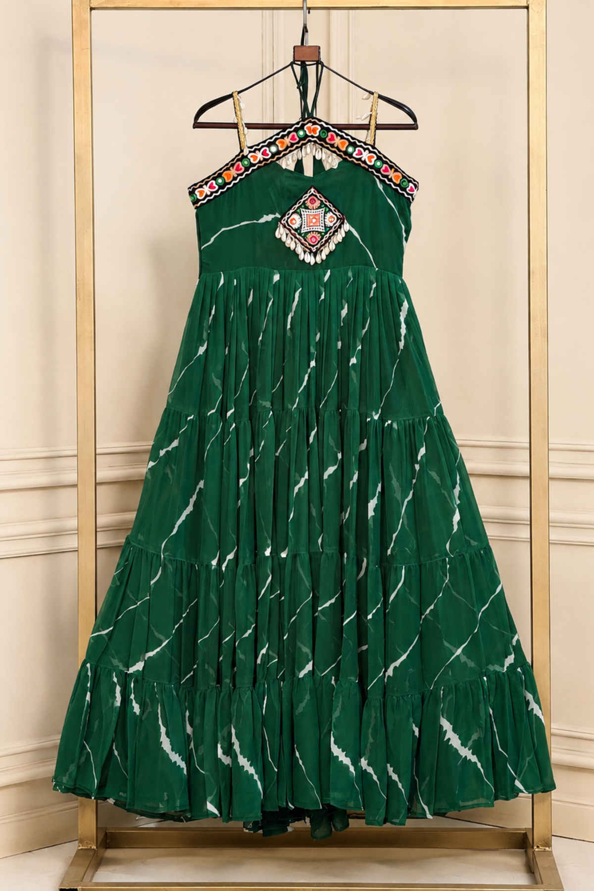 Women’s Designer Embroidered Maxi Dress | Ethnic Flared Tiered Dress
