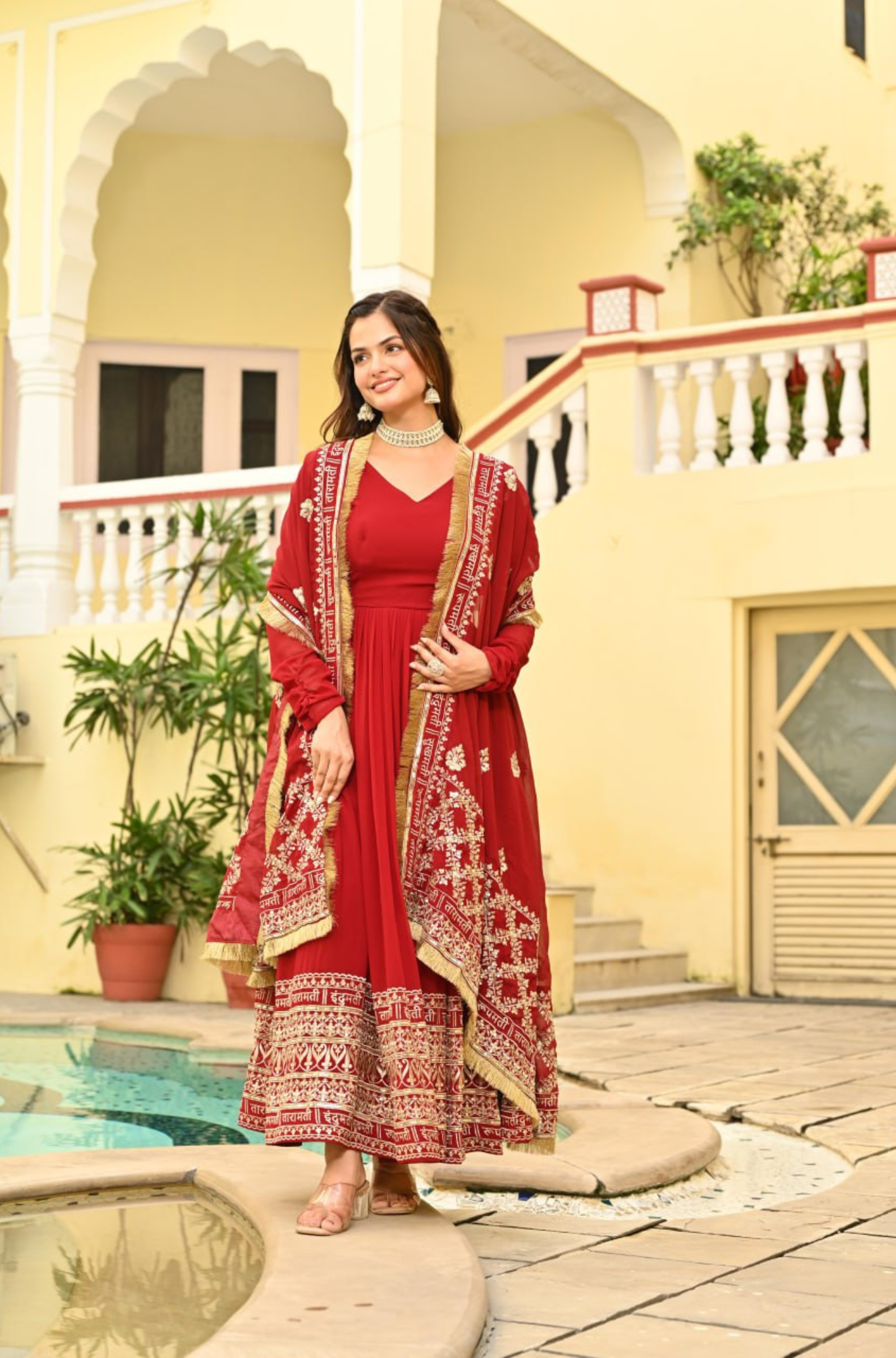 Luxury Embroidered Anarkali Suit Set with Designer Dupatta Set For Women