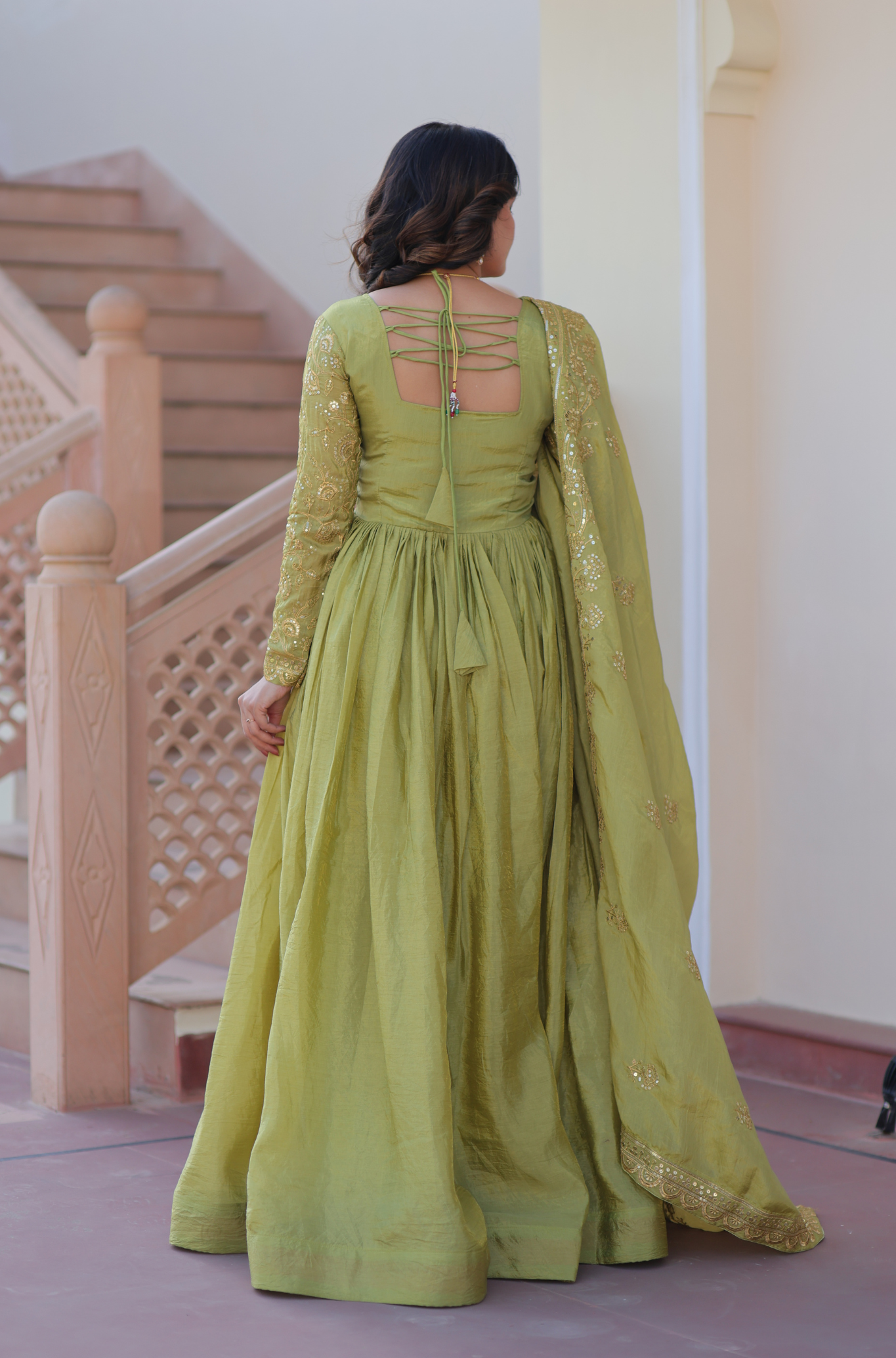 Women Embroidered Anarkali Gown with Dupatta