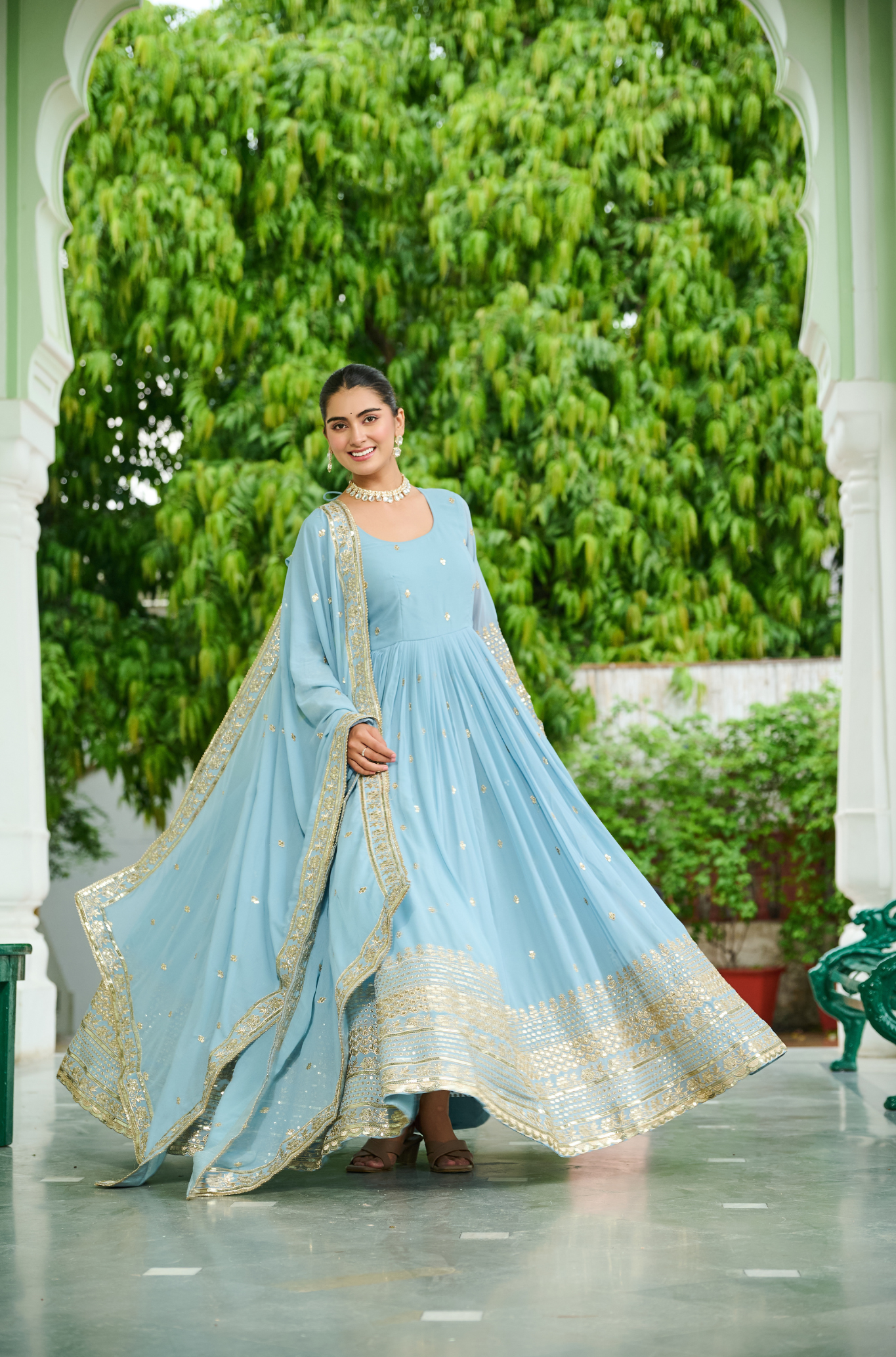 Women’s Designer Georgette Anarkali Gown with Dupatta