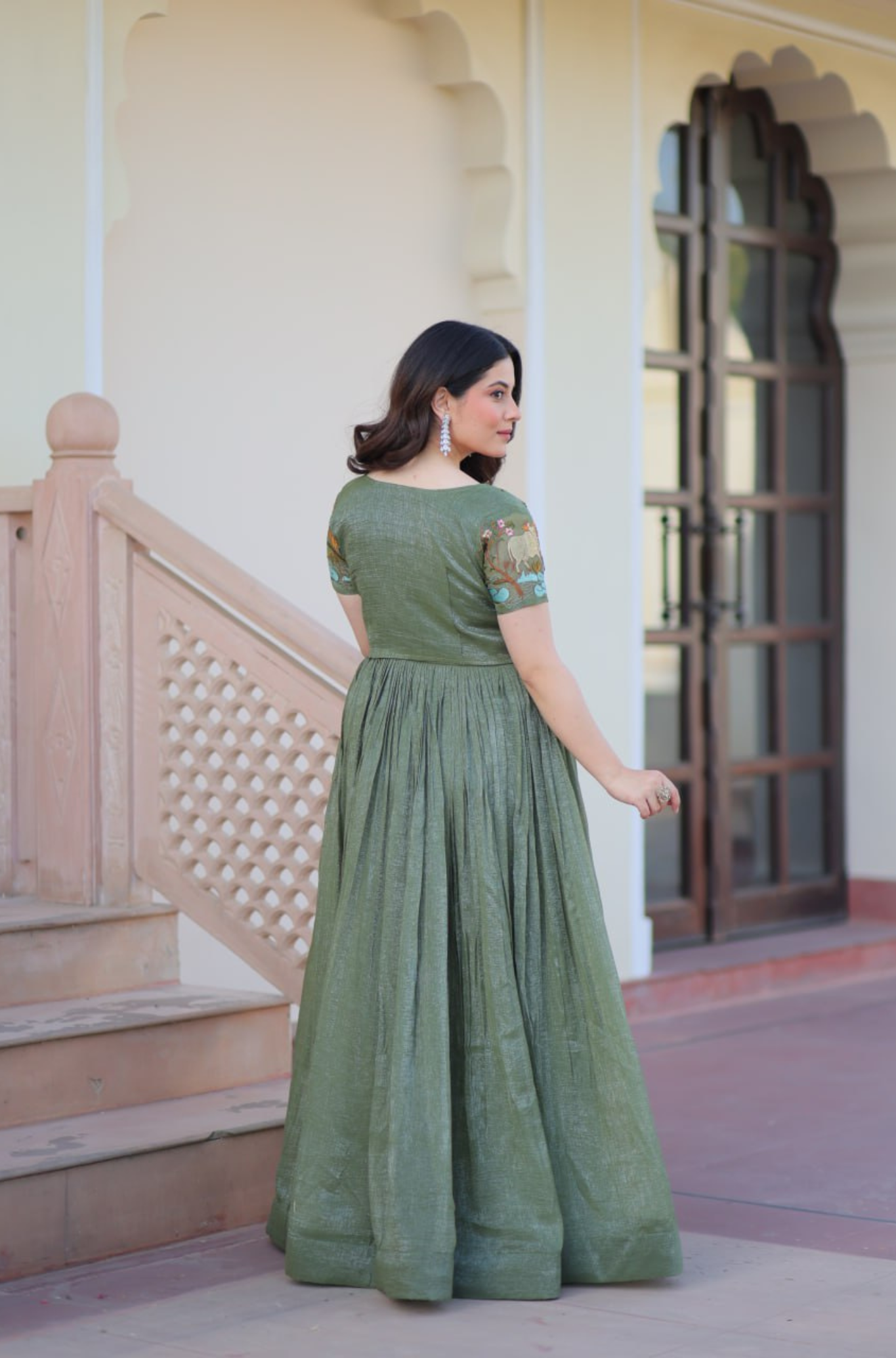 Women’s Floral Embroidered Anarkali Gown Dress