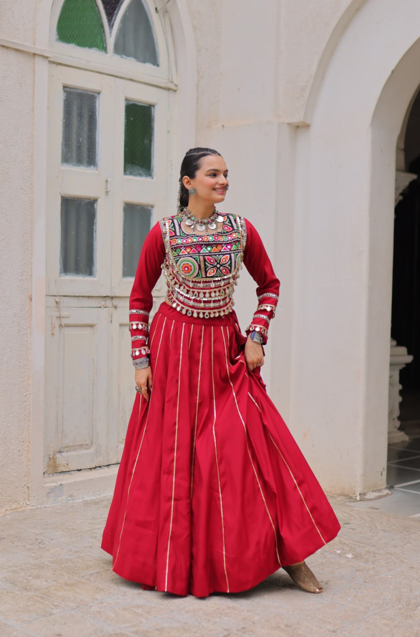 Designer Mirror Work Embroidered Lehenga Choli Set for Women
