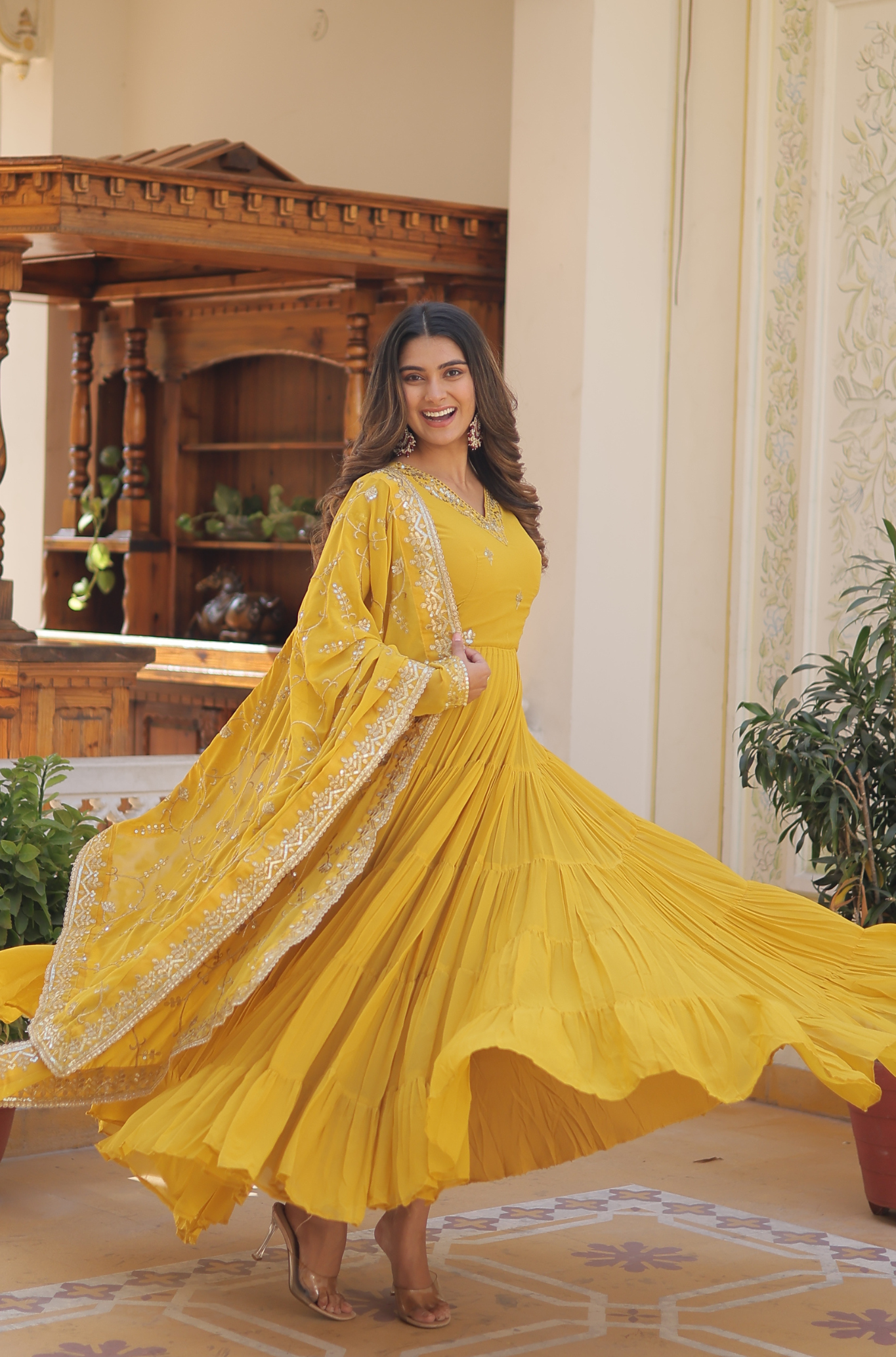 Women Embroidered Anarkali Gown Set with Dupatta