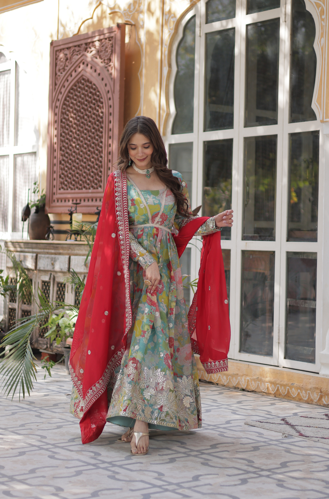Women Premium Traditional Printed Anarkali Kurta Set With Dupatta