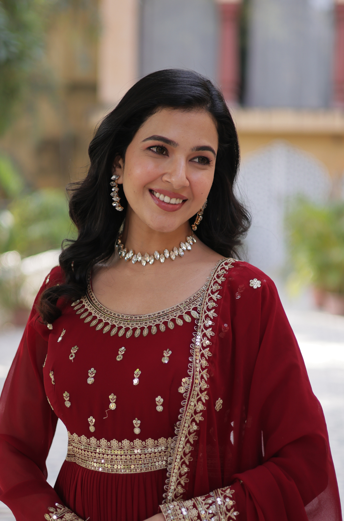 Women Embroidered Anarkali Gown with Dupatta