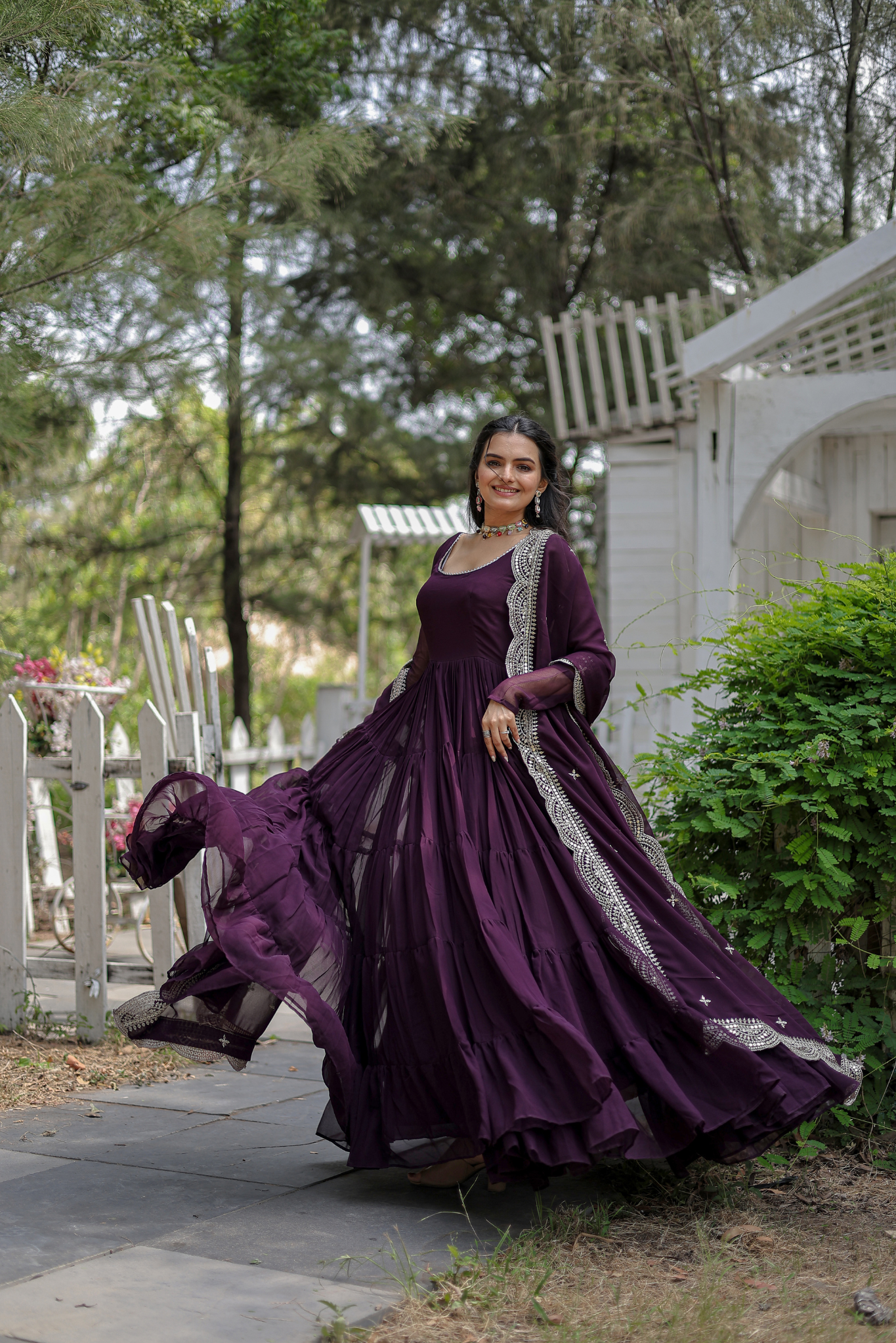 Exclusive Women's Designer Embroidered Anarkali Gown with Dupatta