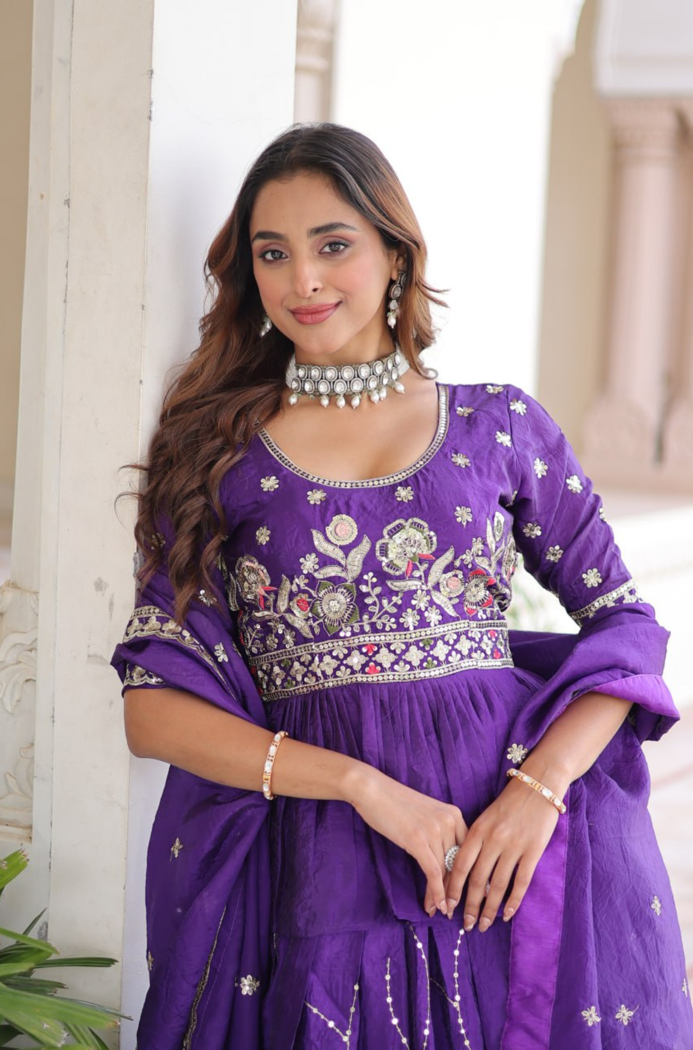 Royal Purple Designer Lehenga Choli with Zari Sequins Embroidery Work for Women