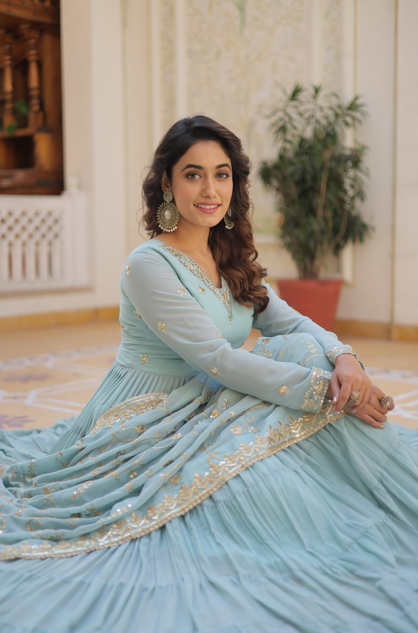 Women Embroidered Anarkali Gown Set with Dupatta