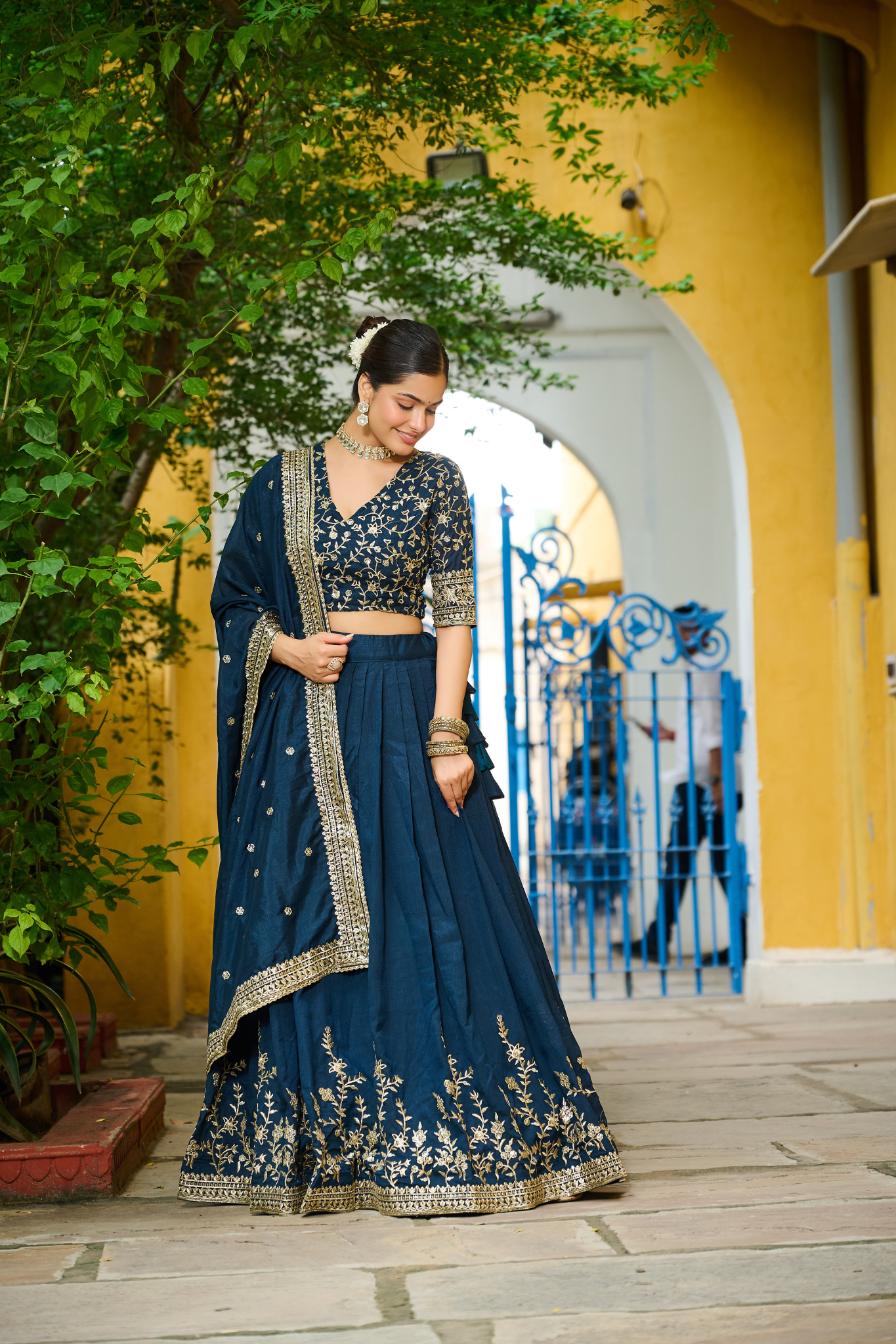 Women Embroidered Lehenga Choli Dupatta Set