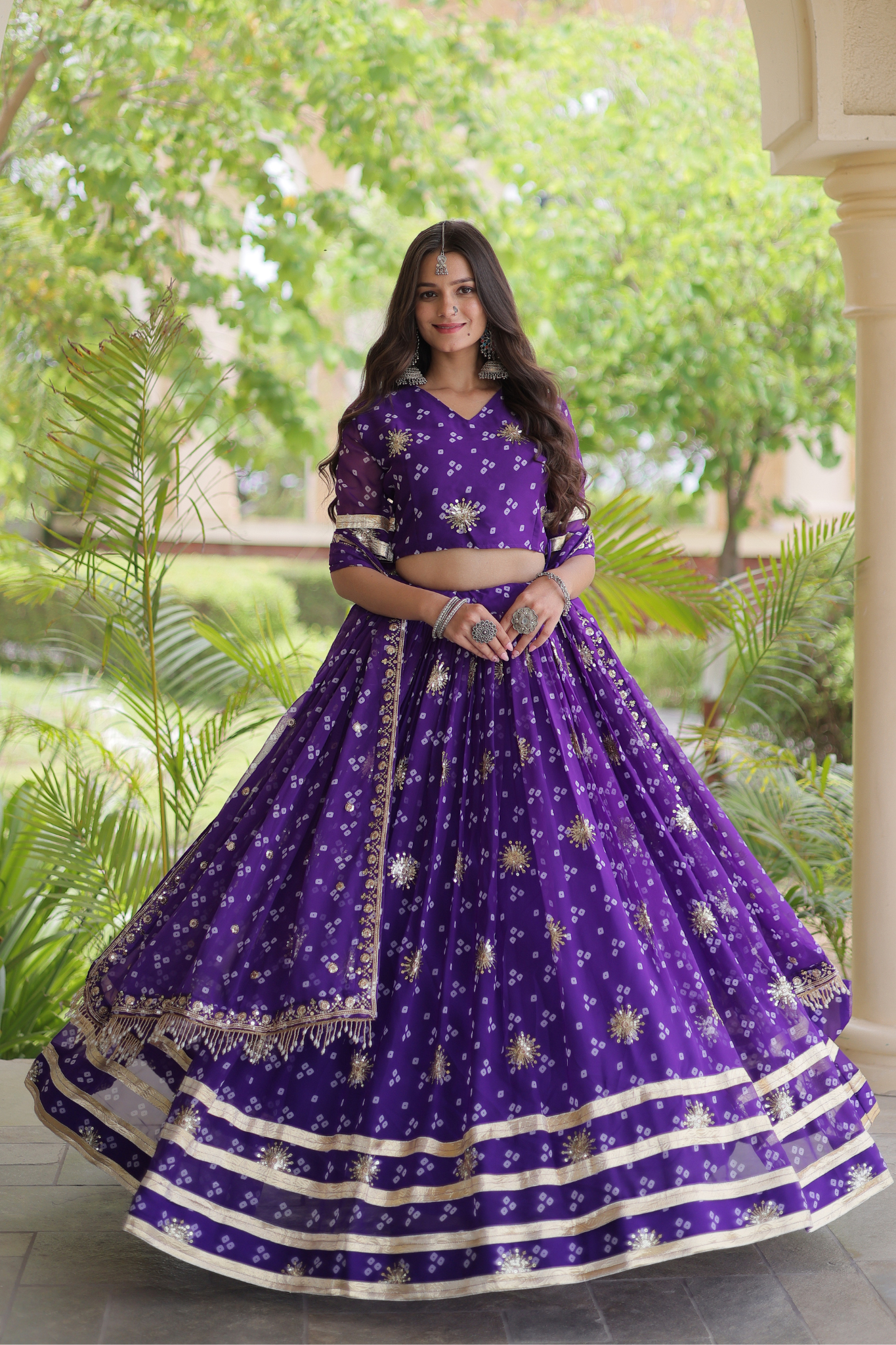 Women's [Color] Bandhani Printed Lehenga Choli with Dupatta