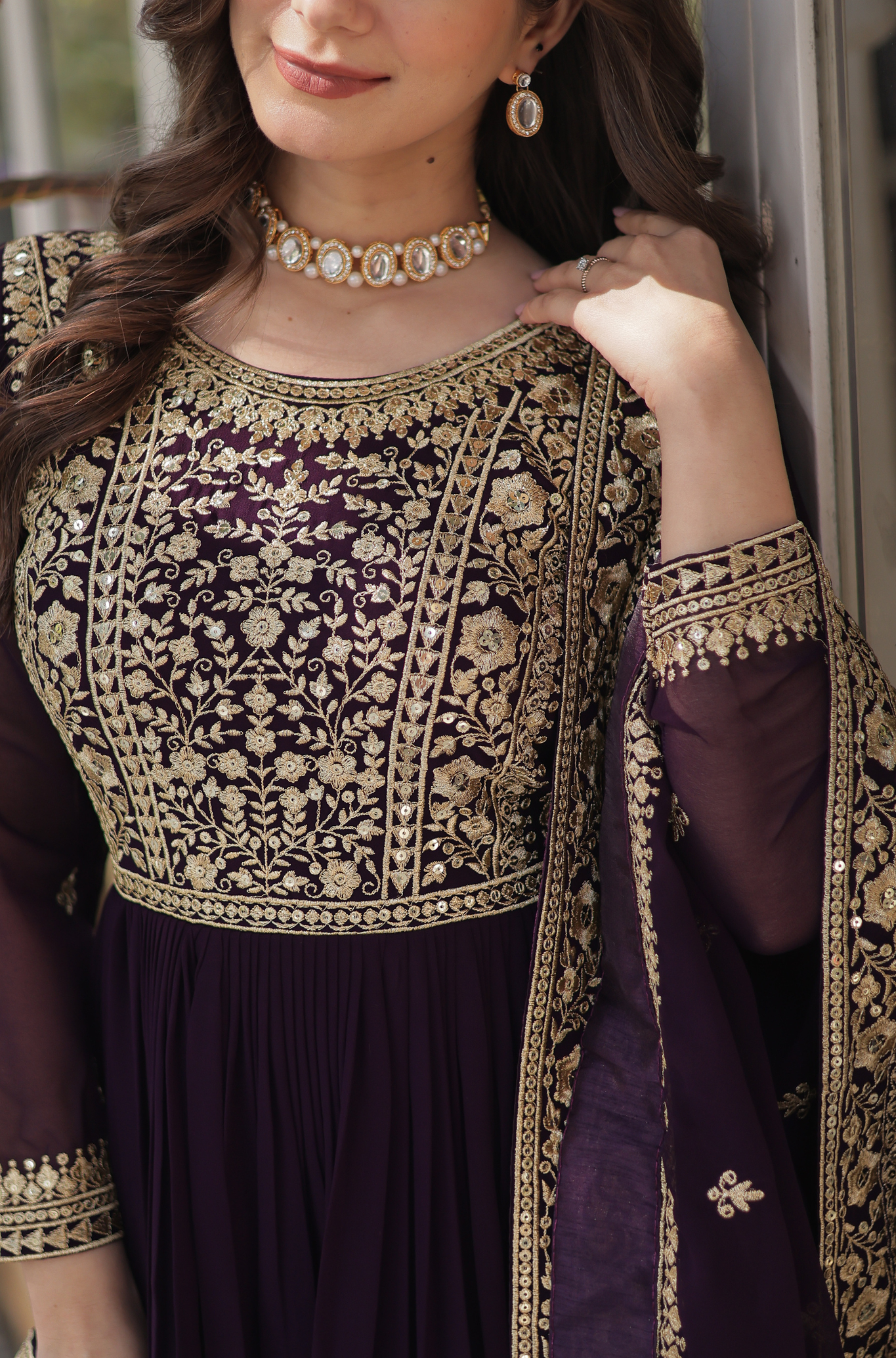 Women Embroidered Anarkali Gown Set with Dupatta