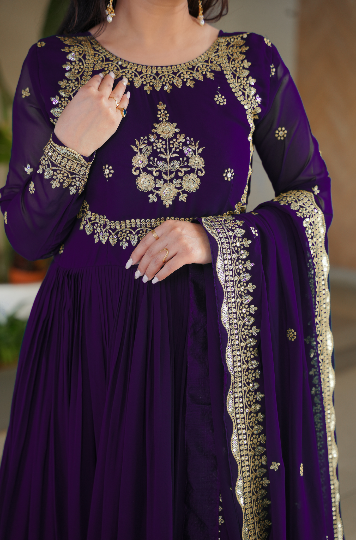 Women Embroidered Anarkali Gown with Dupatta