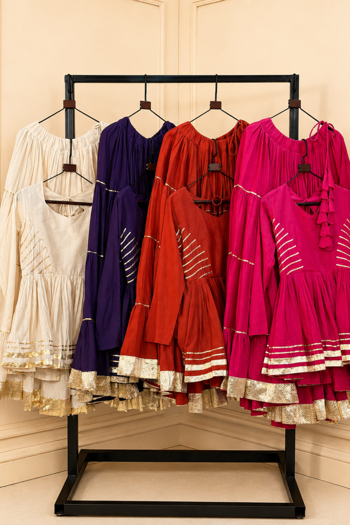 Women’s Designer Ethnic Co-Ord Set | Flared Kurta Skirt Set with Gota Patti Work