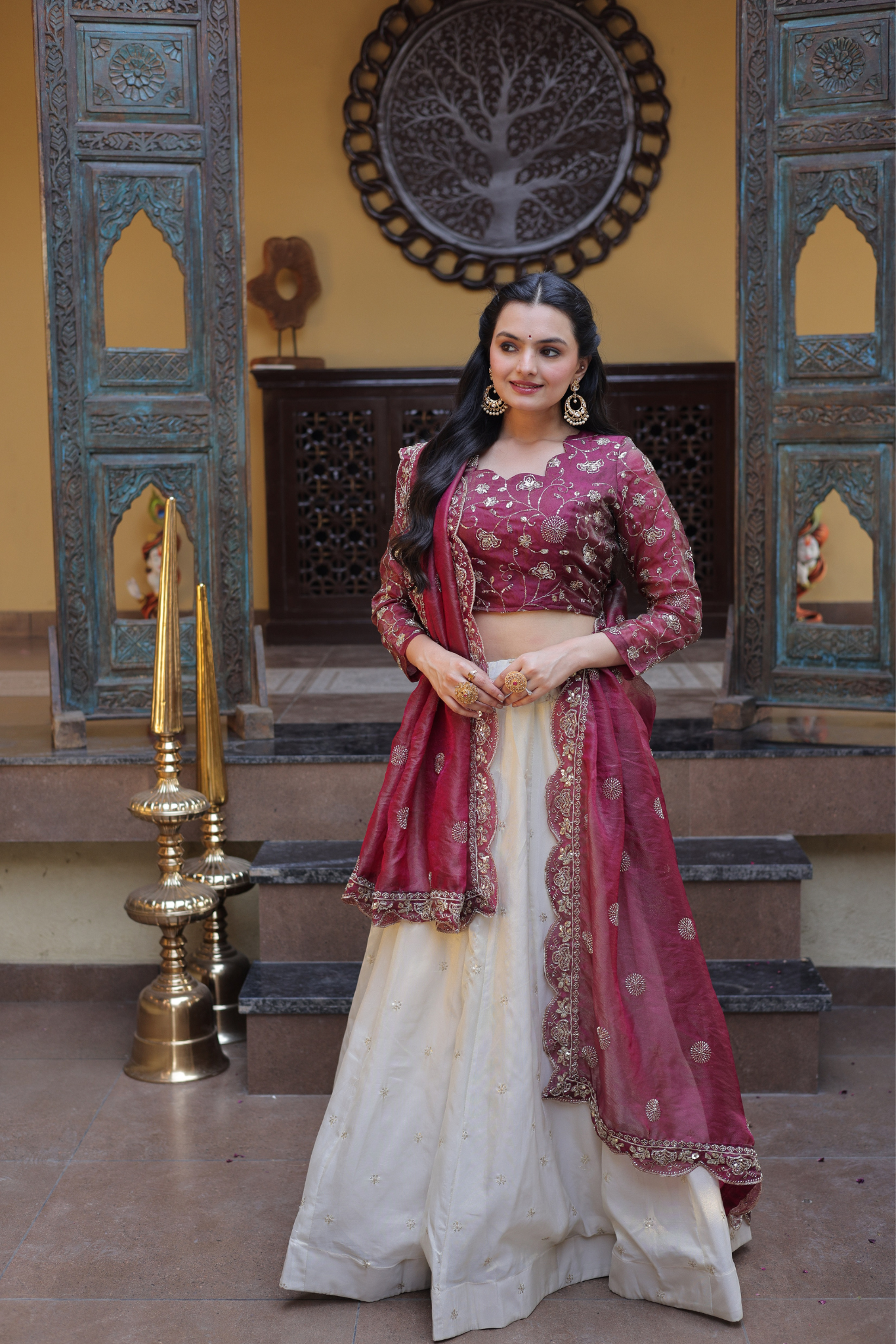 Women Embroidered Lehenga Choli Set with Dupatta