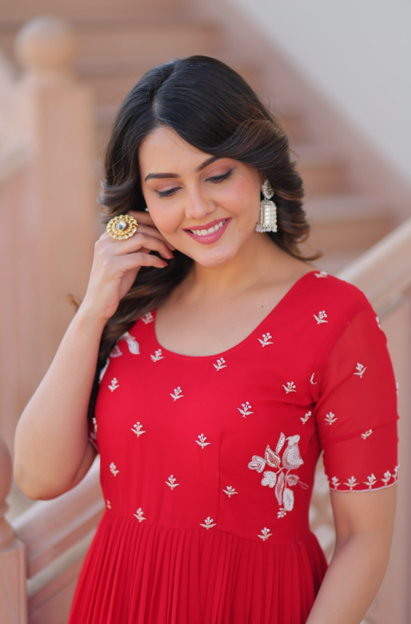 Women's Embroidered Anarkali Gown with Dupatta