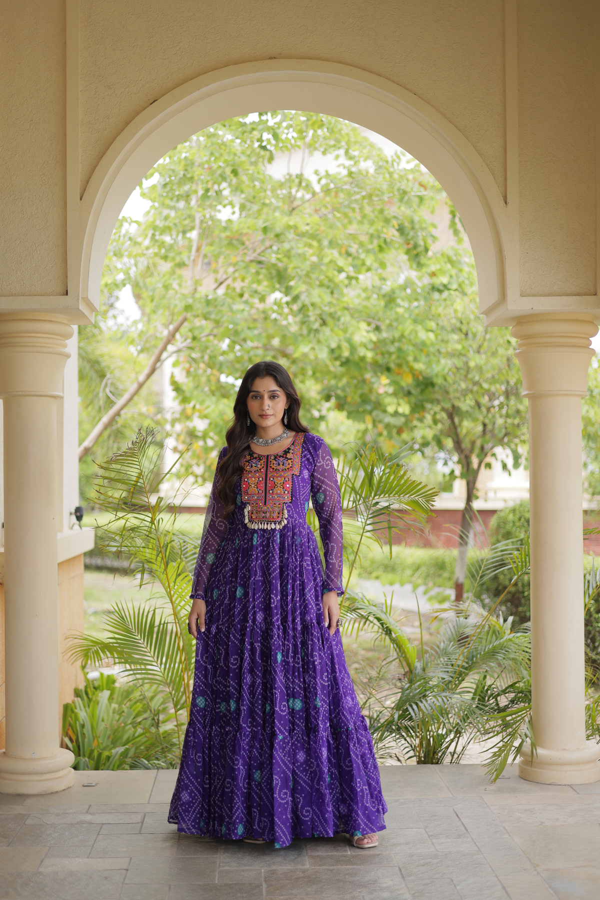 Designer Printed Anarkali Kurti with Embroidered Yoke & Flared Skirt