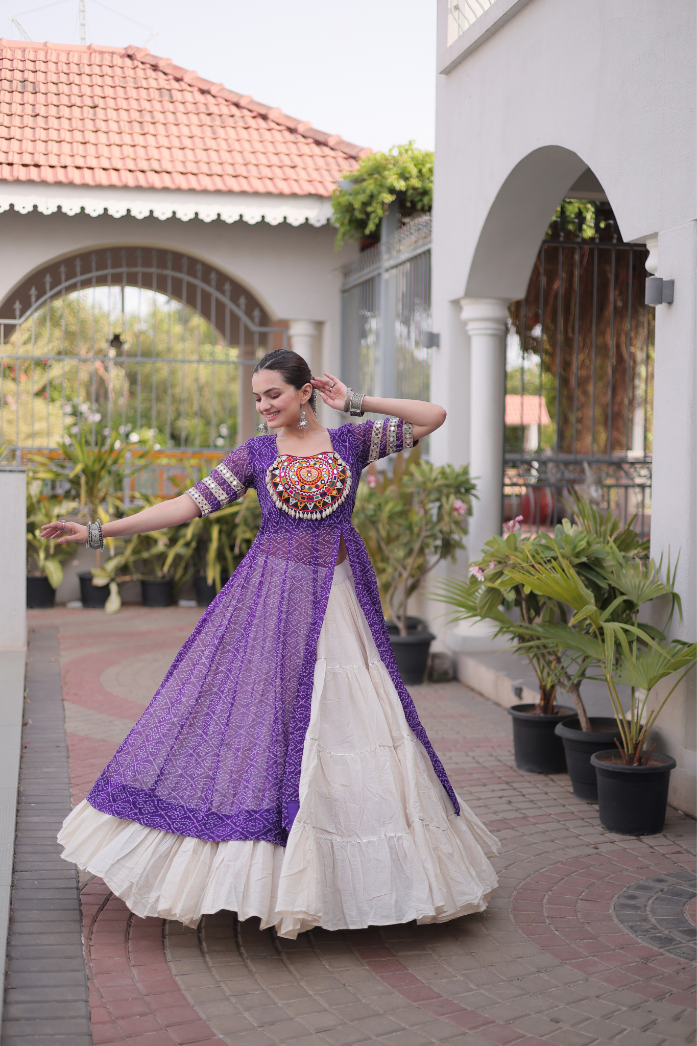 Women's Printed Anarkali Gown with Sharara | Traditional Ethnic Party Wear