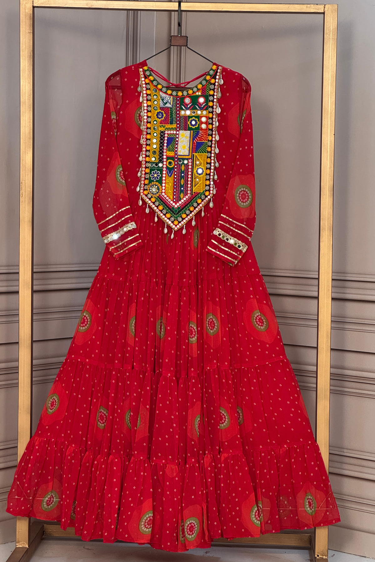 Women’s Designer Embroidered Anarkali Kurta | Ethnic Festive Wear Dress for Navratri & Garba