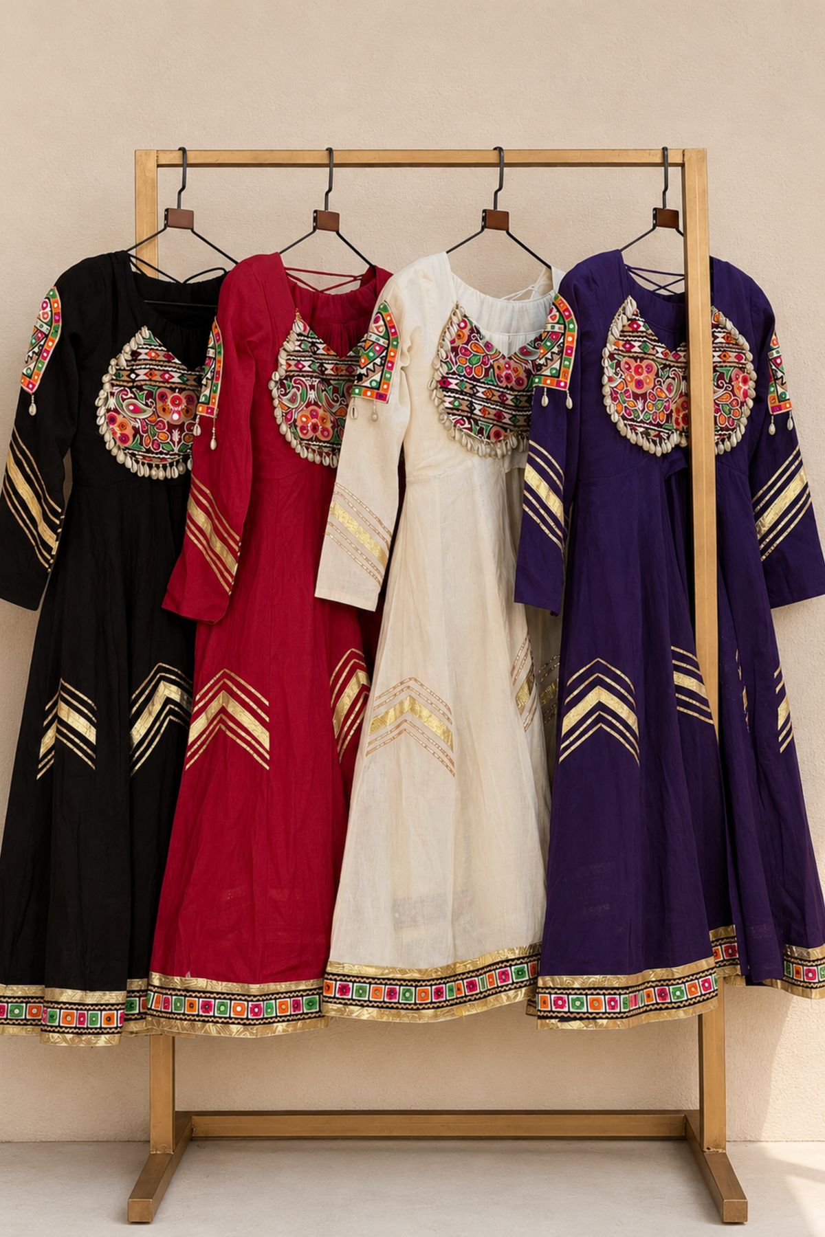 Women’s Embroidered Anarkali Kurta with Flared Skirt Lahenga Set