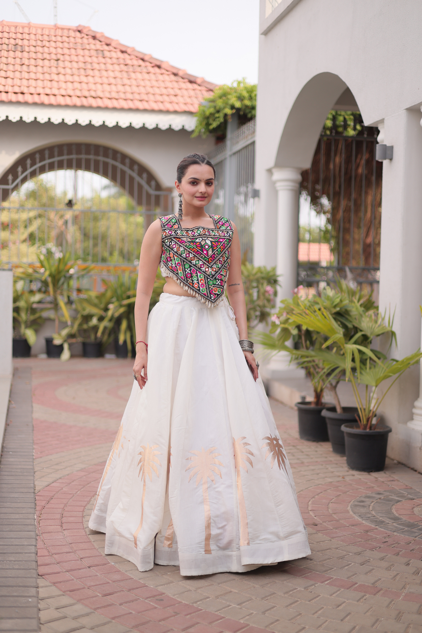 Women's Black Embroidered Lehenga Set with Mirror Work Crop Top | Navratri & Festive Wear
