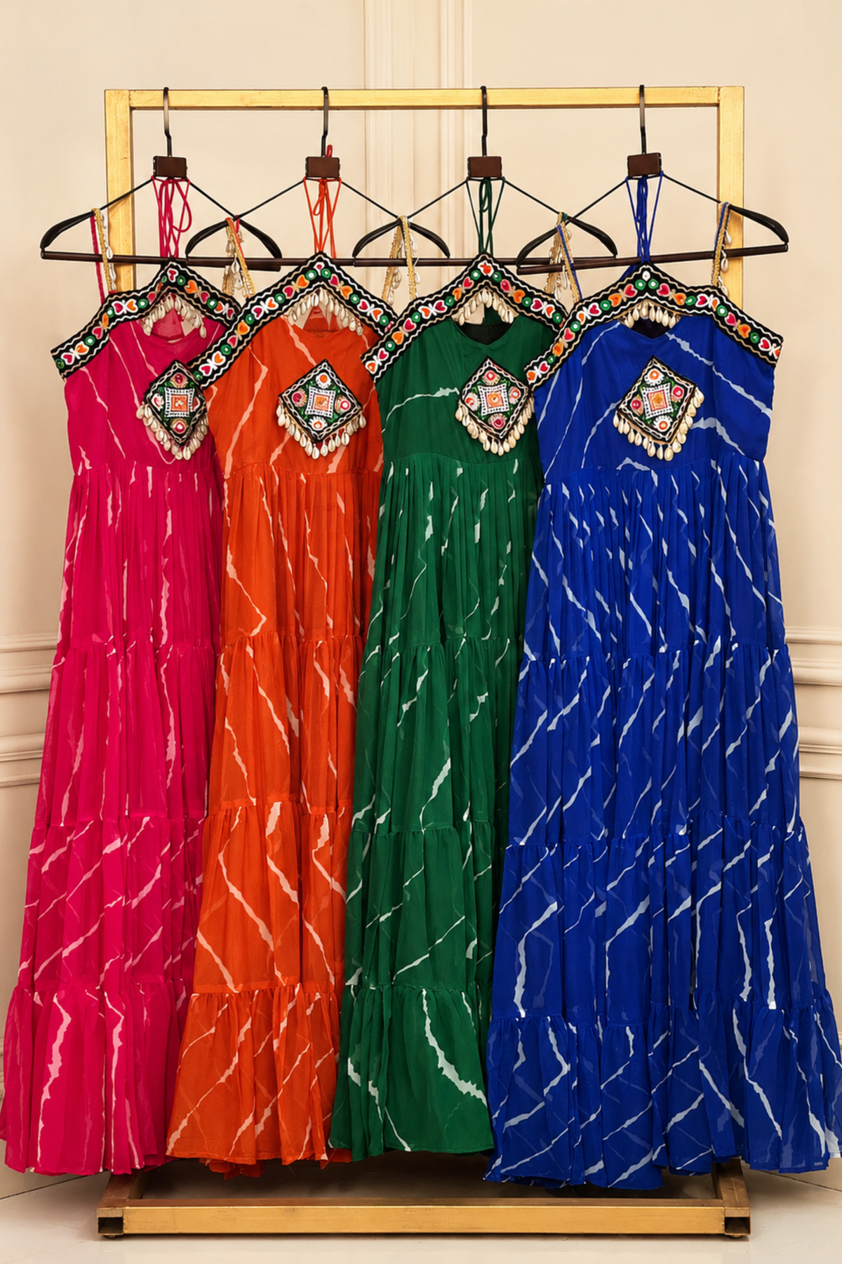 Women’s Designer Embroidered Maxi Dress | Ethnic Flared Tiered Dress