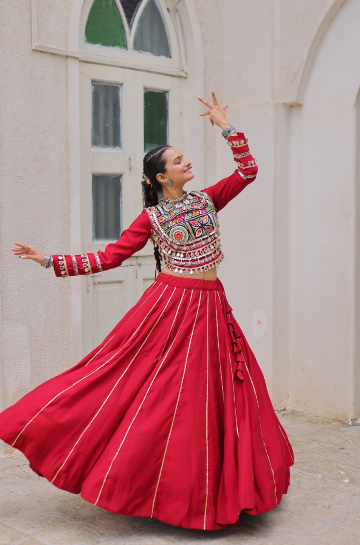 Designer Mirror Work Embroidered Lehenga Choli Set for Women
