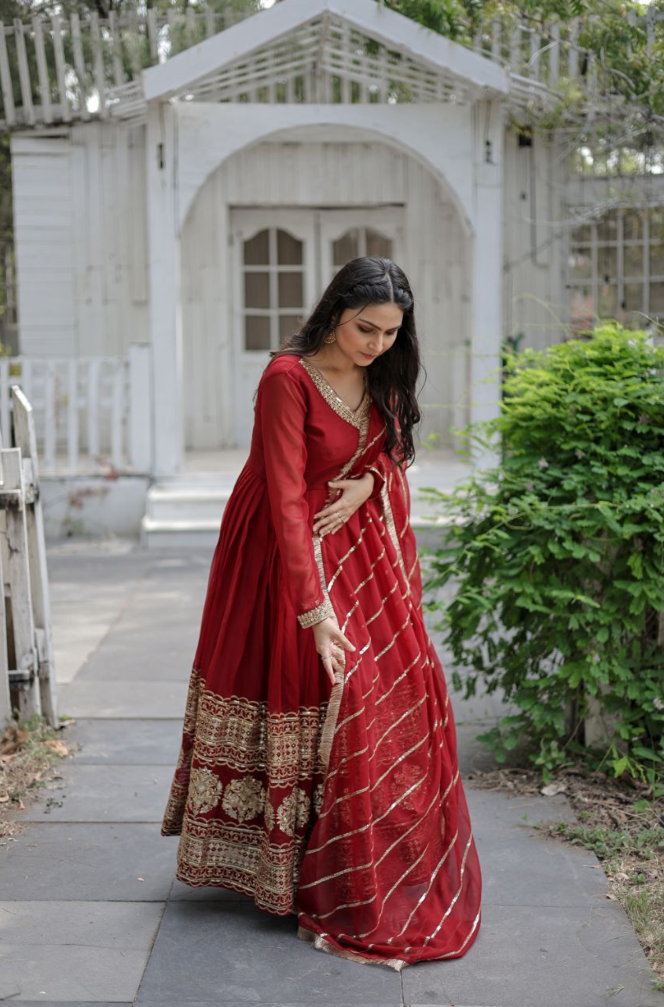 Women's Designer Embroidered Anarkali Gown with Dupatta