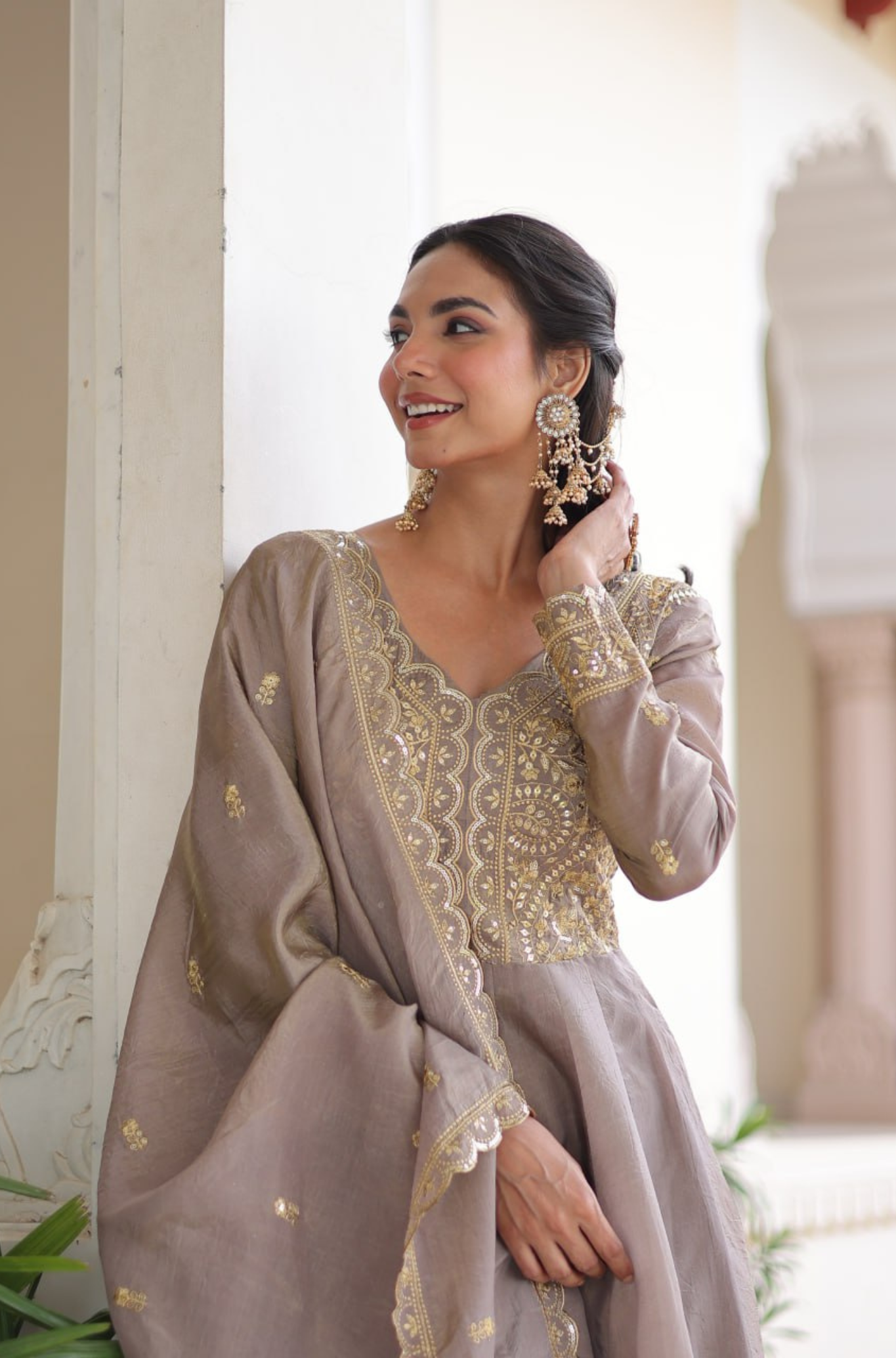 Women's Embroidered Anarkali Gown Set with Dupatta