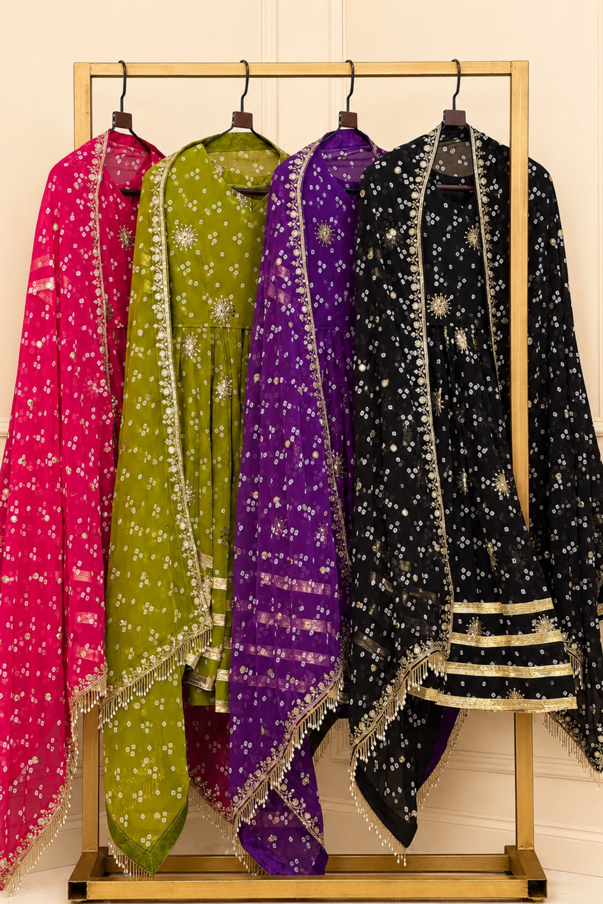 Women’s Designer Lehenga Choli Set with Bandhani Print, Zari Border & Dupatta | Festive Wear