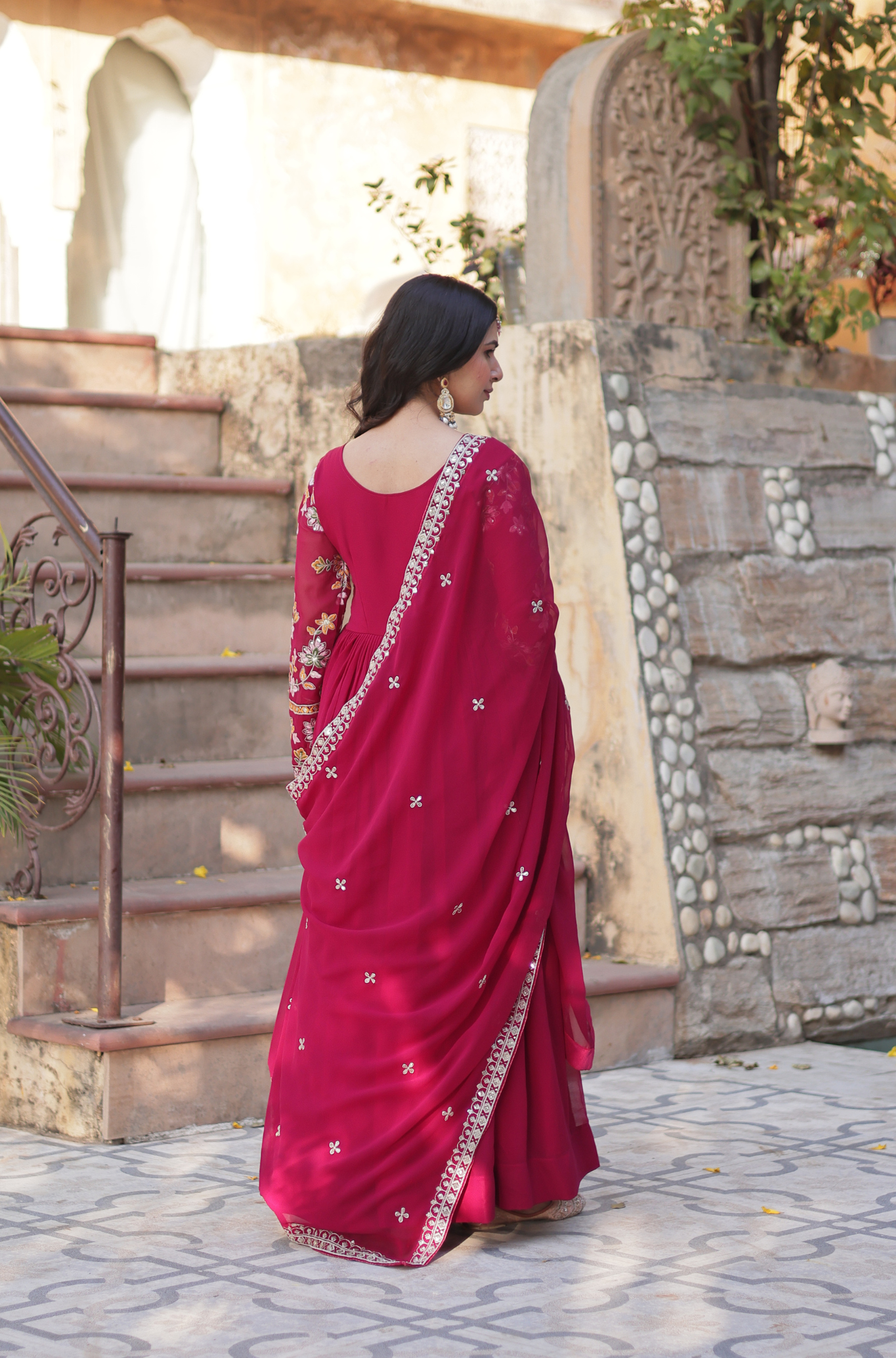 Women Embroidered Anarkali Gown Set with Dupatta