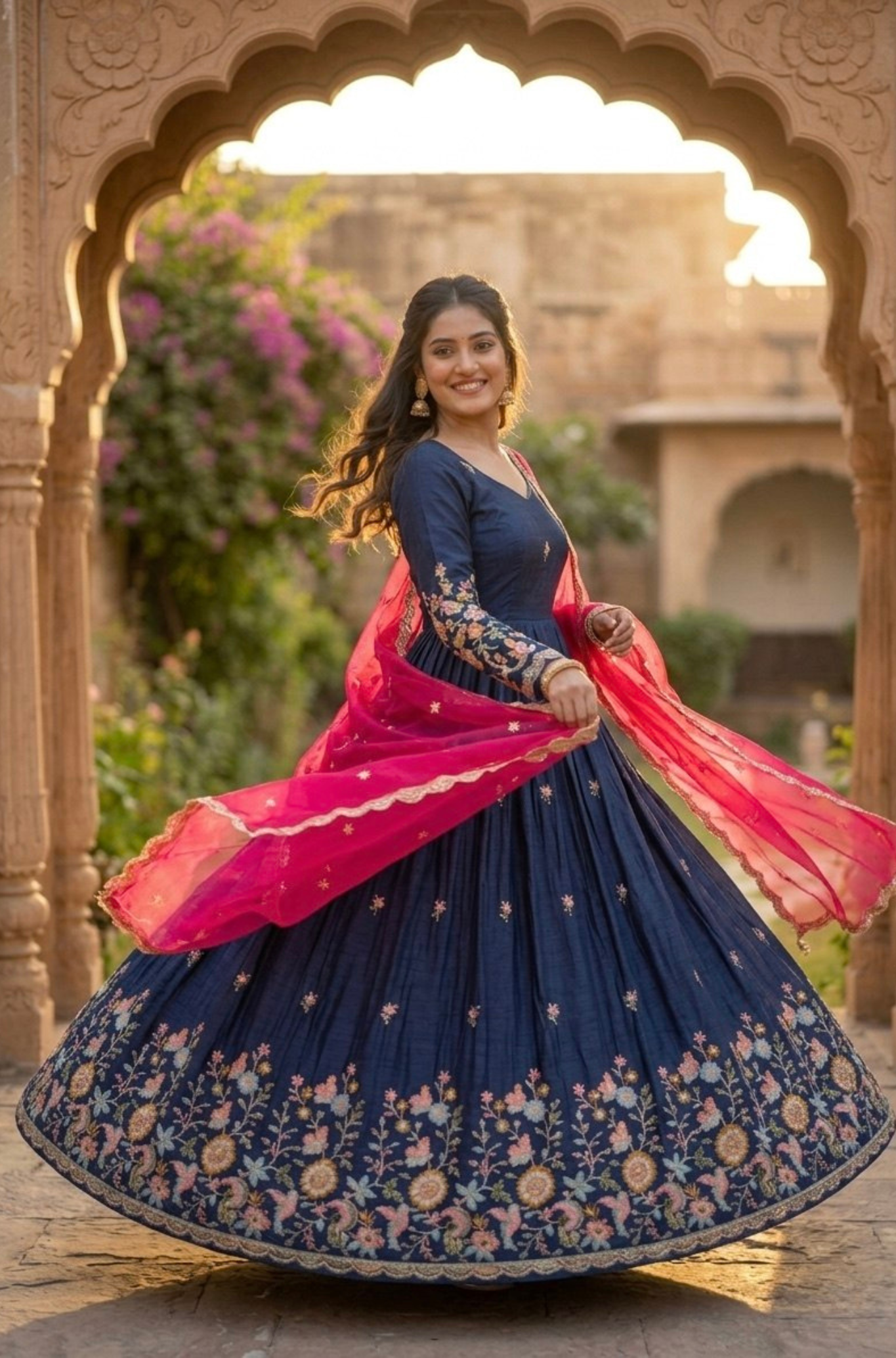 Women Designer Heavy Sequins & Embroidered Anarkali Gown Set With Dupatta