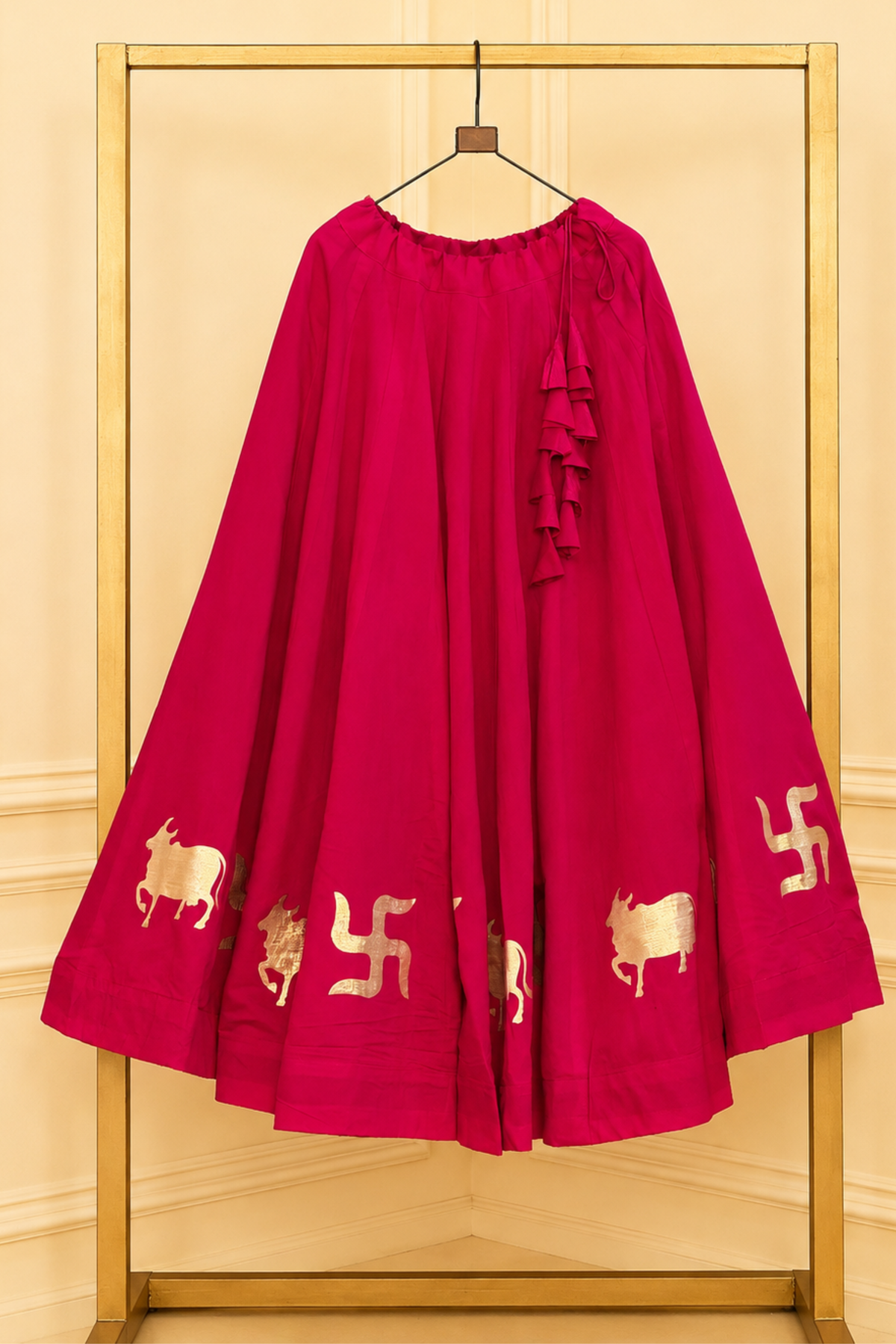 Designer Ethnic Skirt with Foil Print & Ruffle Detail