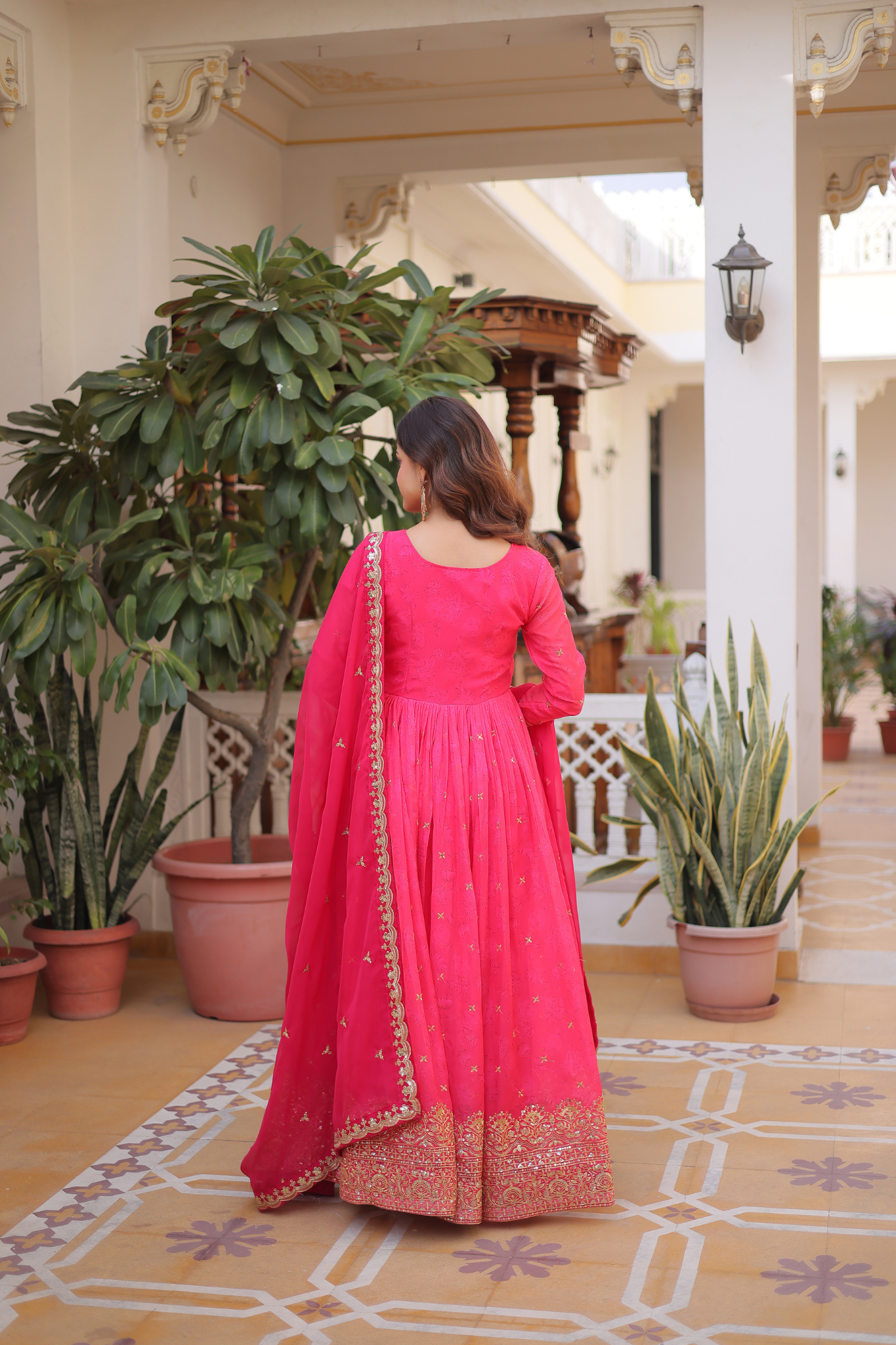 Women's Premium Embroidered Anarkali Gown with Dupatta