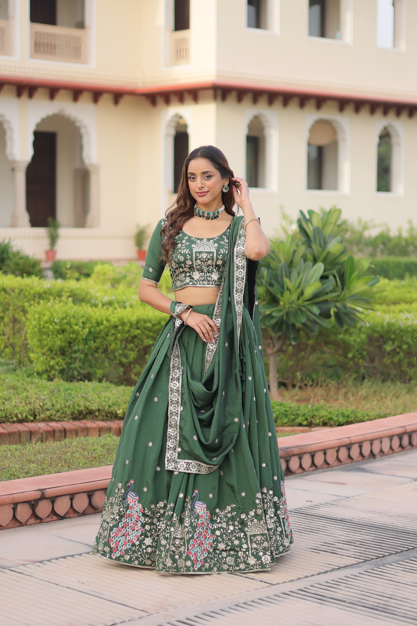 Women Embroidered Lehenga Choli Dupatta Set