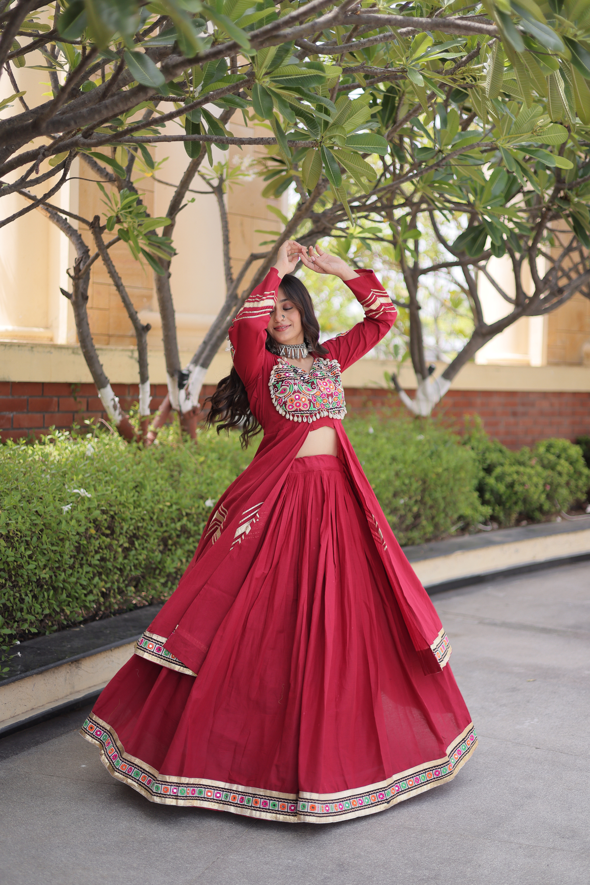 Women’s Embroidered Anarkali kurta with Flared Skirt Set