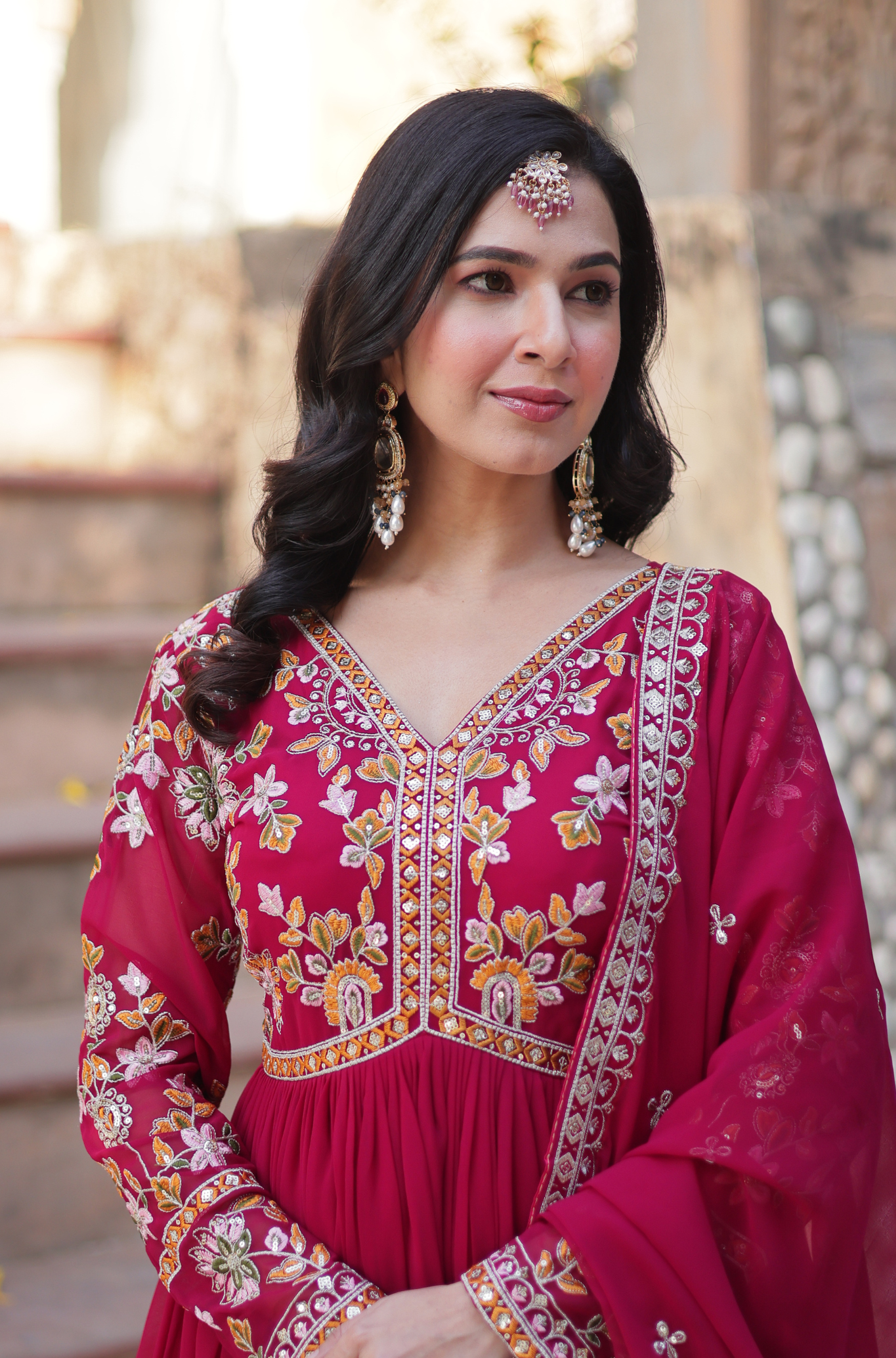 Women Embroidered Anarkali Gown Set with Dupatta