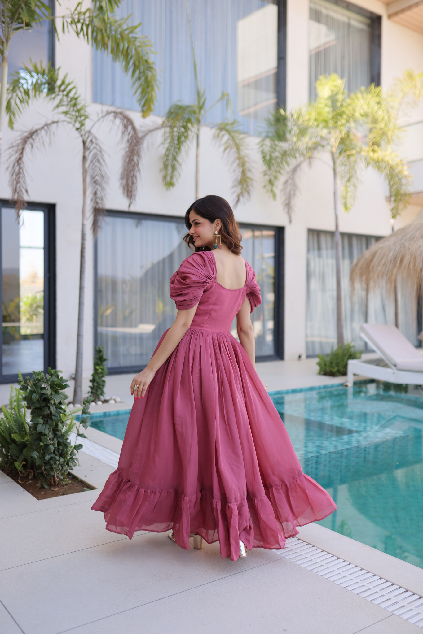Women's Premium Embroidered Georgette Anarkali Gown with Flared Hem