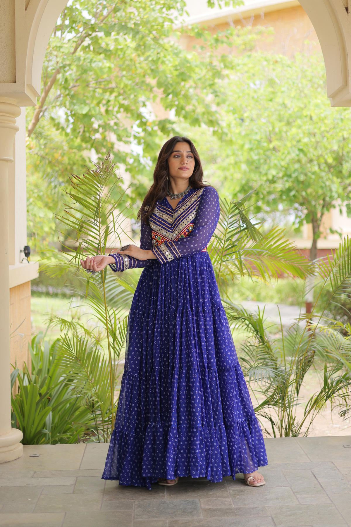Women’s Designer Anarkali Gown with Embroidered Yoke & Flared Silhouette | Festive Ethnic Wear