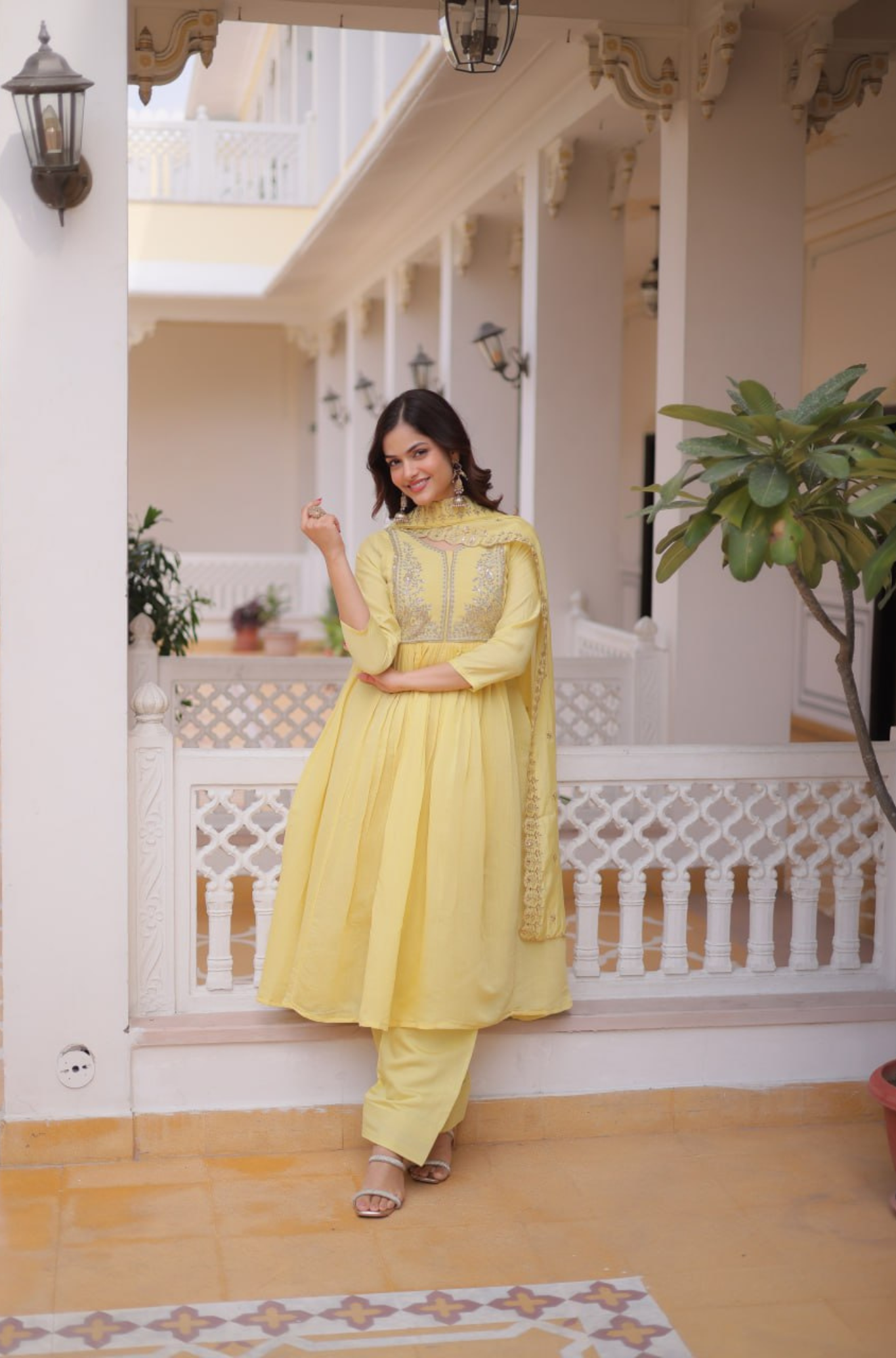 Elegant Embroidered Anarkali Kurta Set for Women with Dupatta & Pant