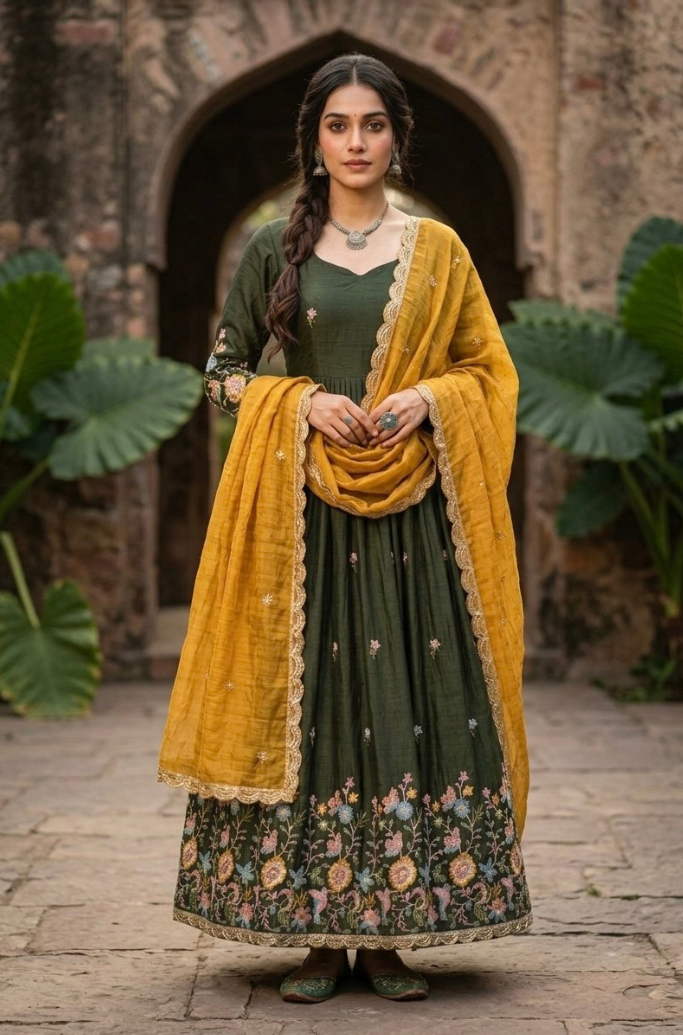 Women Designer Heavy Sequins & Embroidered Anarkali Gown Set With Dupatta