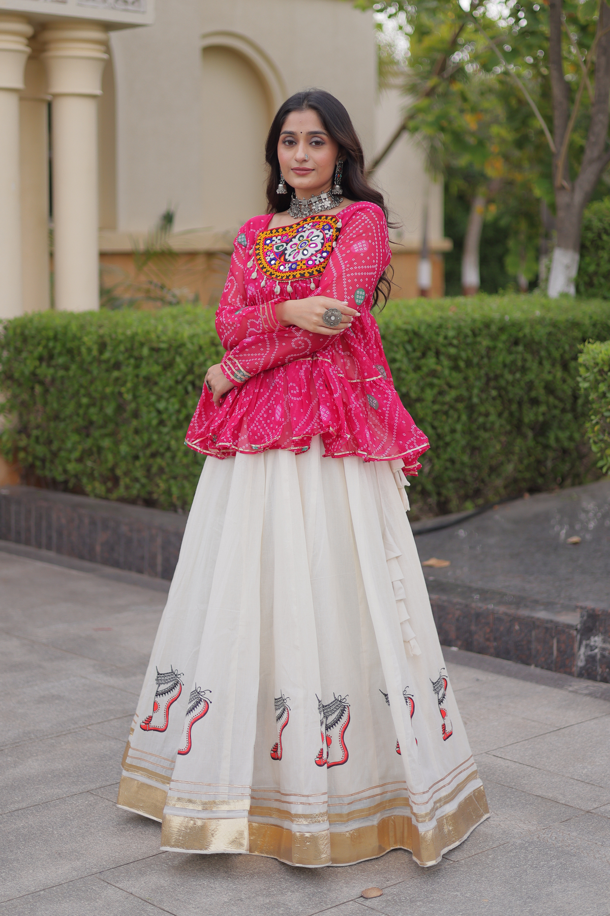 Designer Printed Anarkali Kurti with Embroidered Yoke & Flared Skirt