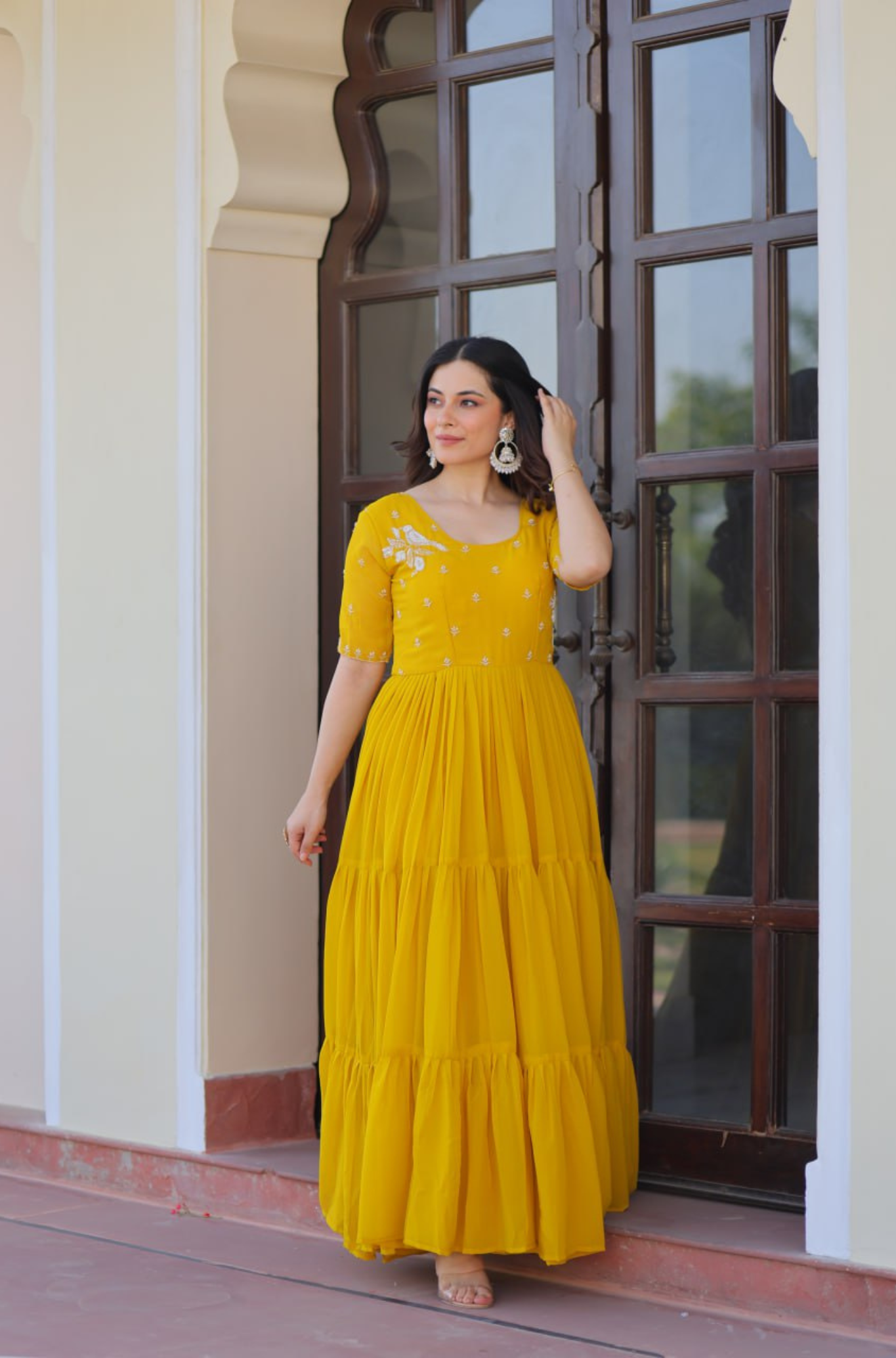 Women's Embroidered Anarkali Gown with Dupatta